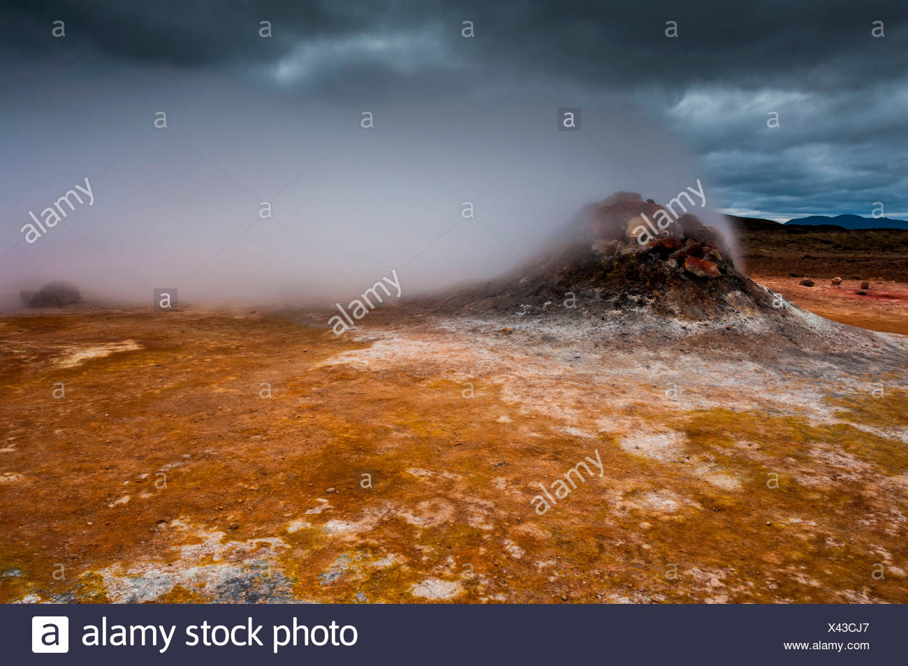 Área geotérmica Hverir cerca del lago Myvatn, Islandia, Europa, fumarolas, Foto de stock