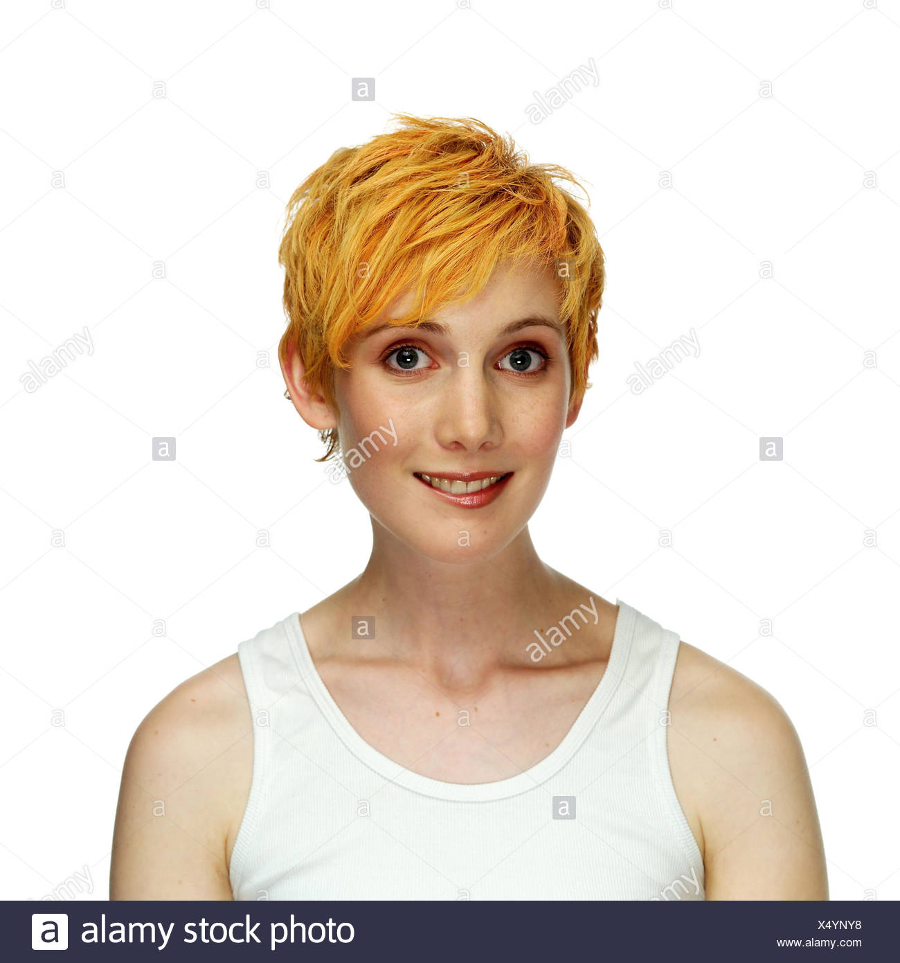 Mujer Sonrisa Joven Pelirroja Retrato Muy Cerca Studio Corte Expresion Abiertamente Por Supuesto Abiertamente Feliz Igualada