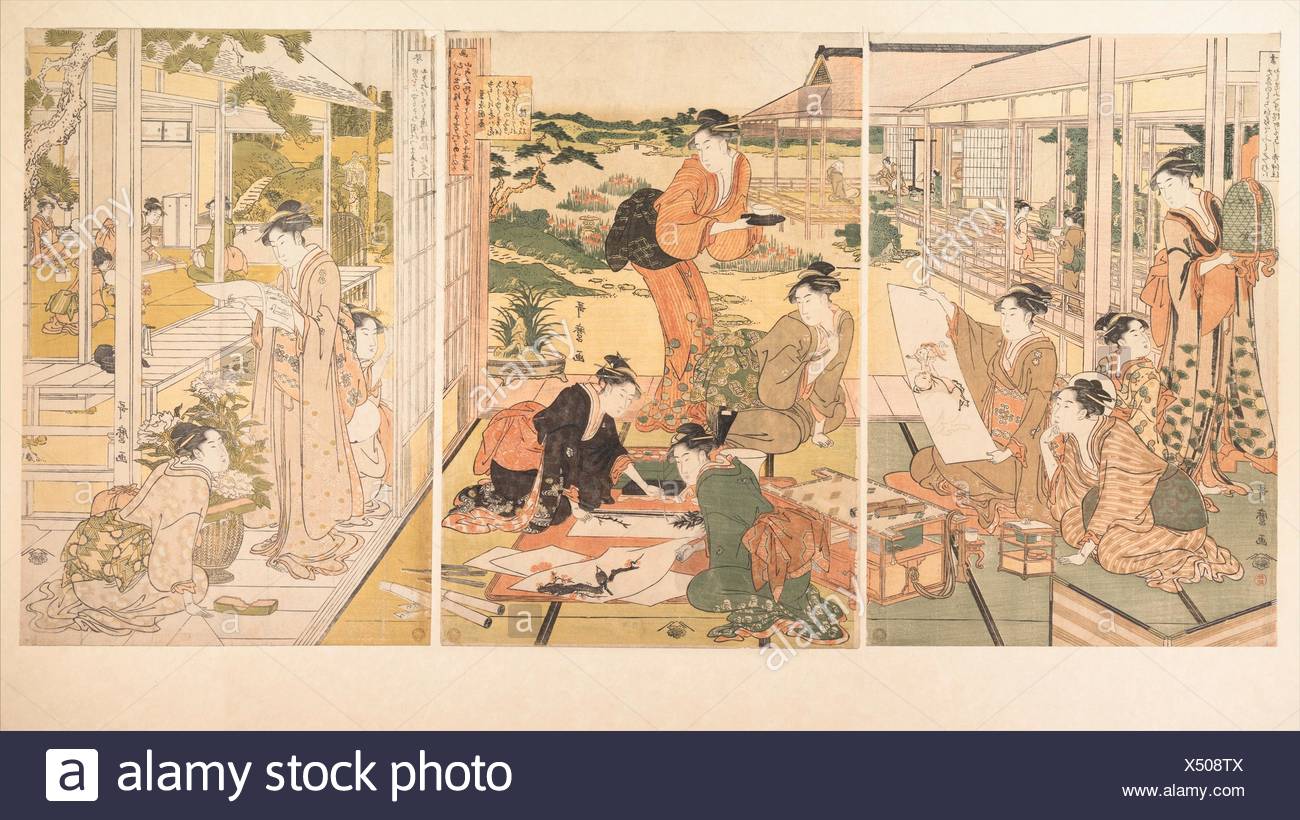 C Ae Ae C A Los Cuatro Elegantes Logros Kin Ki Sho Ga Artista Kitagawa Utamaro Japones 1753 1806 Periodo Del Periodo Edo 1615 1868 Fotografia De Stock Alamy