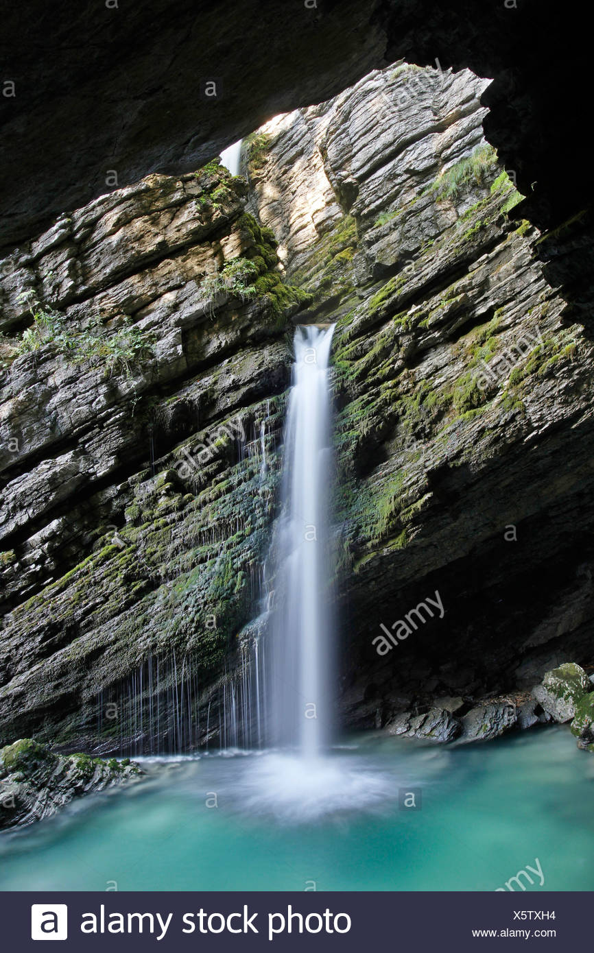 Thur cascadas en el río Saentisthur Unterwasser, Toggenburg, Cantón de San Gallen, Suiza, Europa, PublicGround Foto de stock