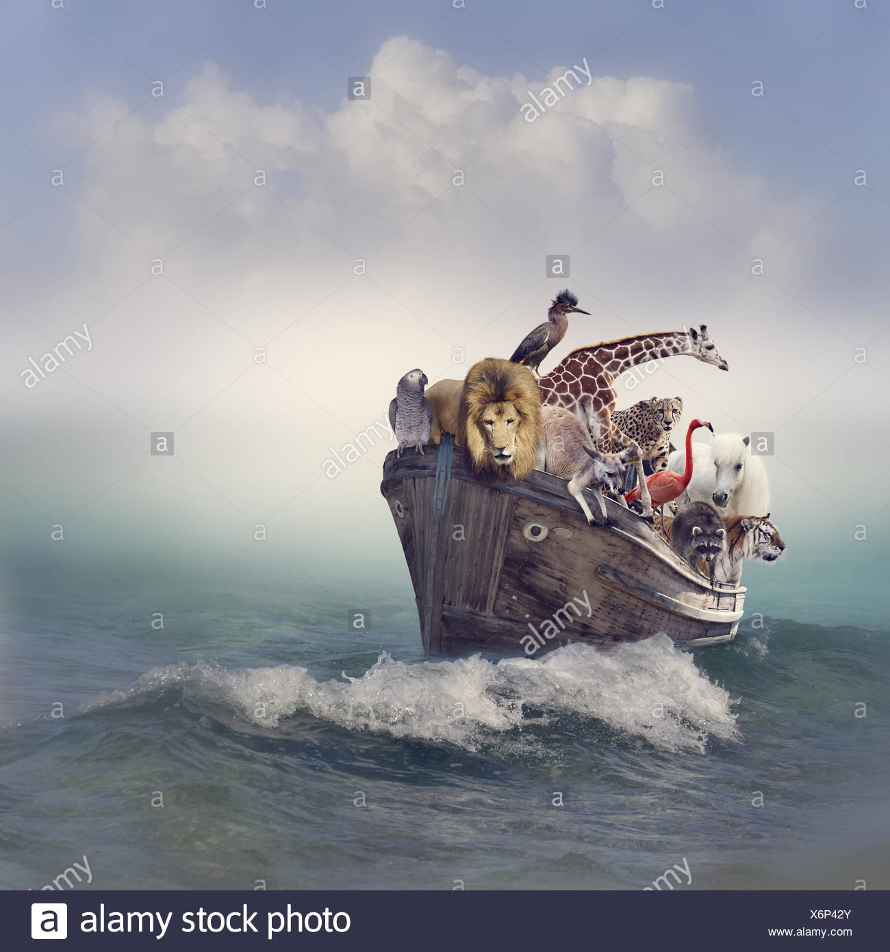 Animales en un barco Foto de stock