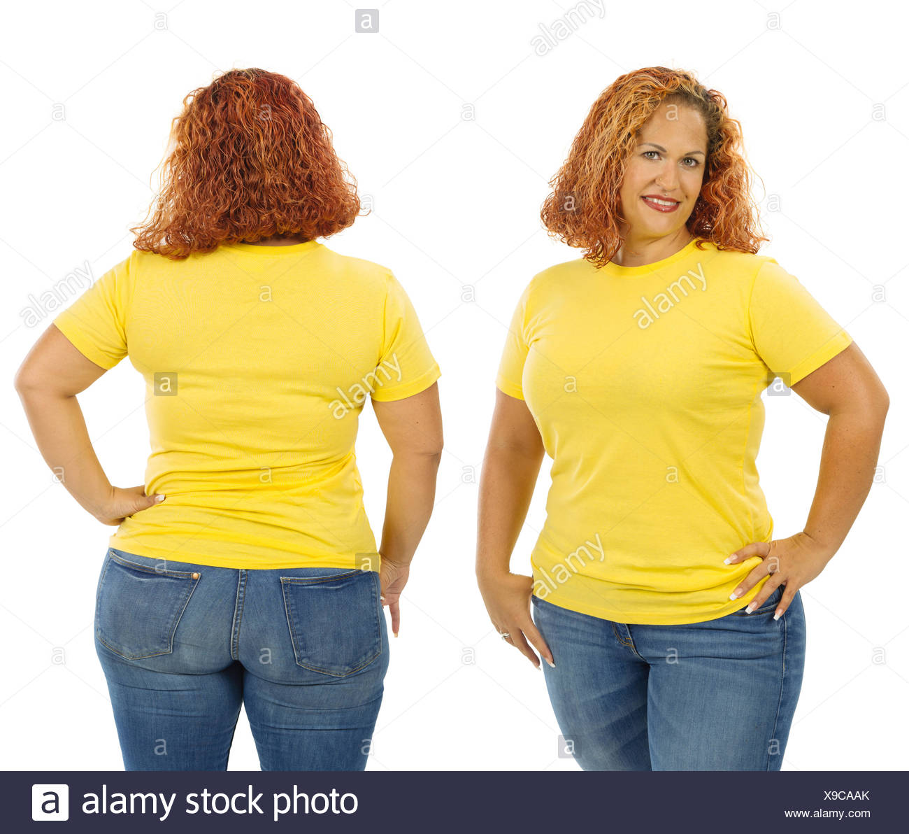 Mujer Camiseta Vistiendo Y La Amarilla Foto Delante Blanco En Detrás HeEW9ID2Y