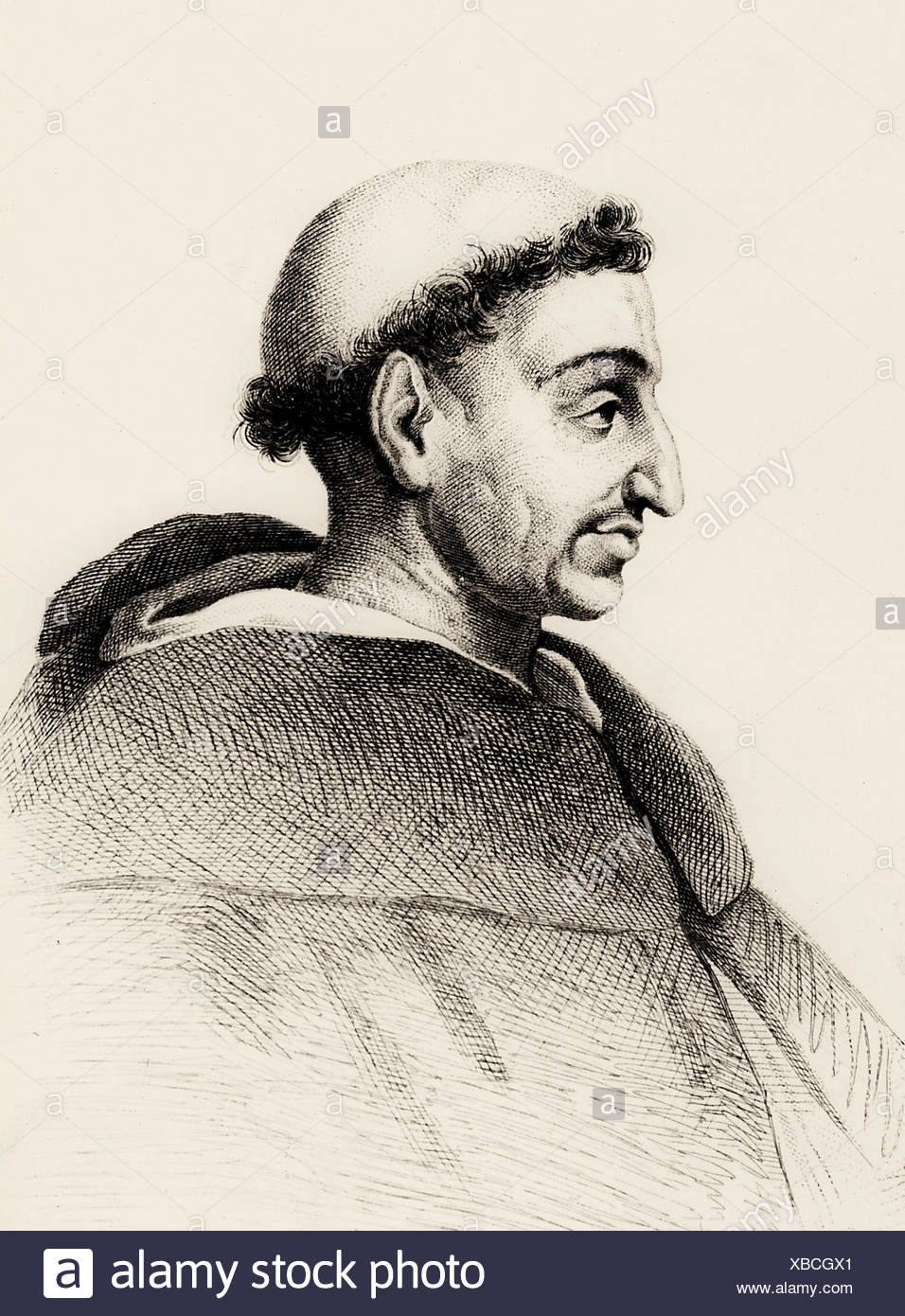 Girolamo Savonarola, 21.9.1452 - 23.5.1498, clérigo Italiano, retrato, después del grabado, siglo XVIII, tonsura, tonsura, reformada Foto de stock