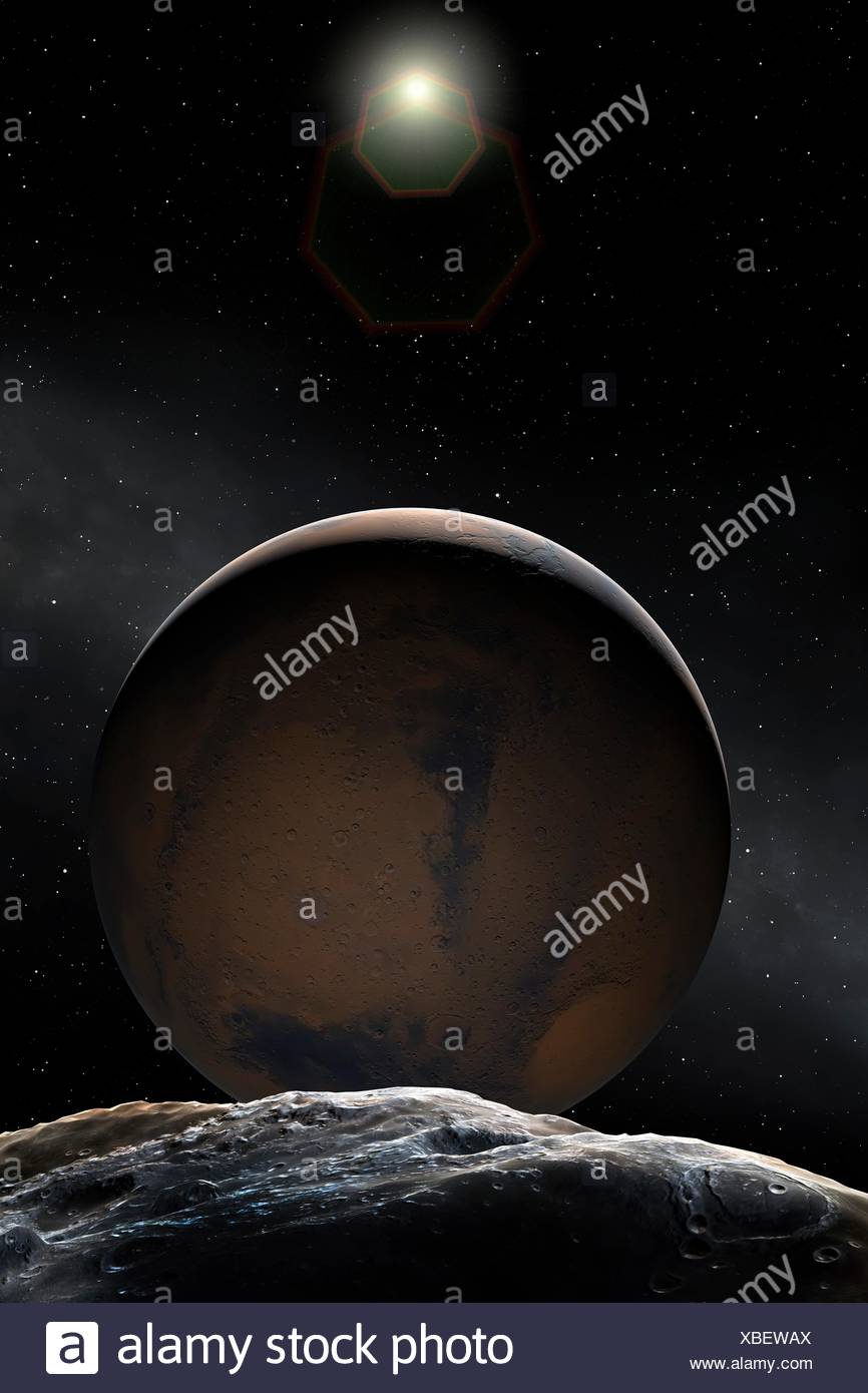 Una Impresion Del Planeta Rojo Marte El Segundo Planeta Mas