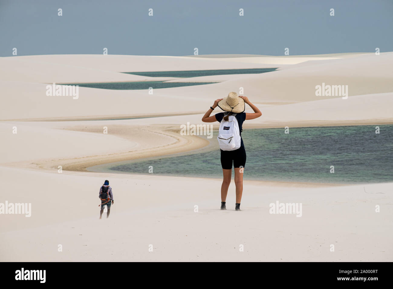 Trekking à Lençóis Maranhenses Banque D'Images