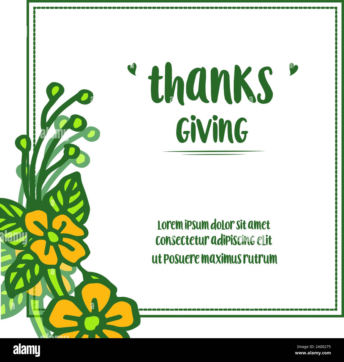 Lettre de grâce, avec jaune naturel floral frame. Vector Illustration de Vecteur