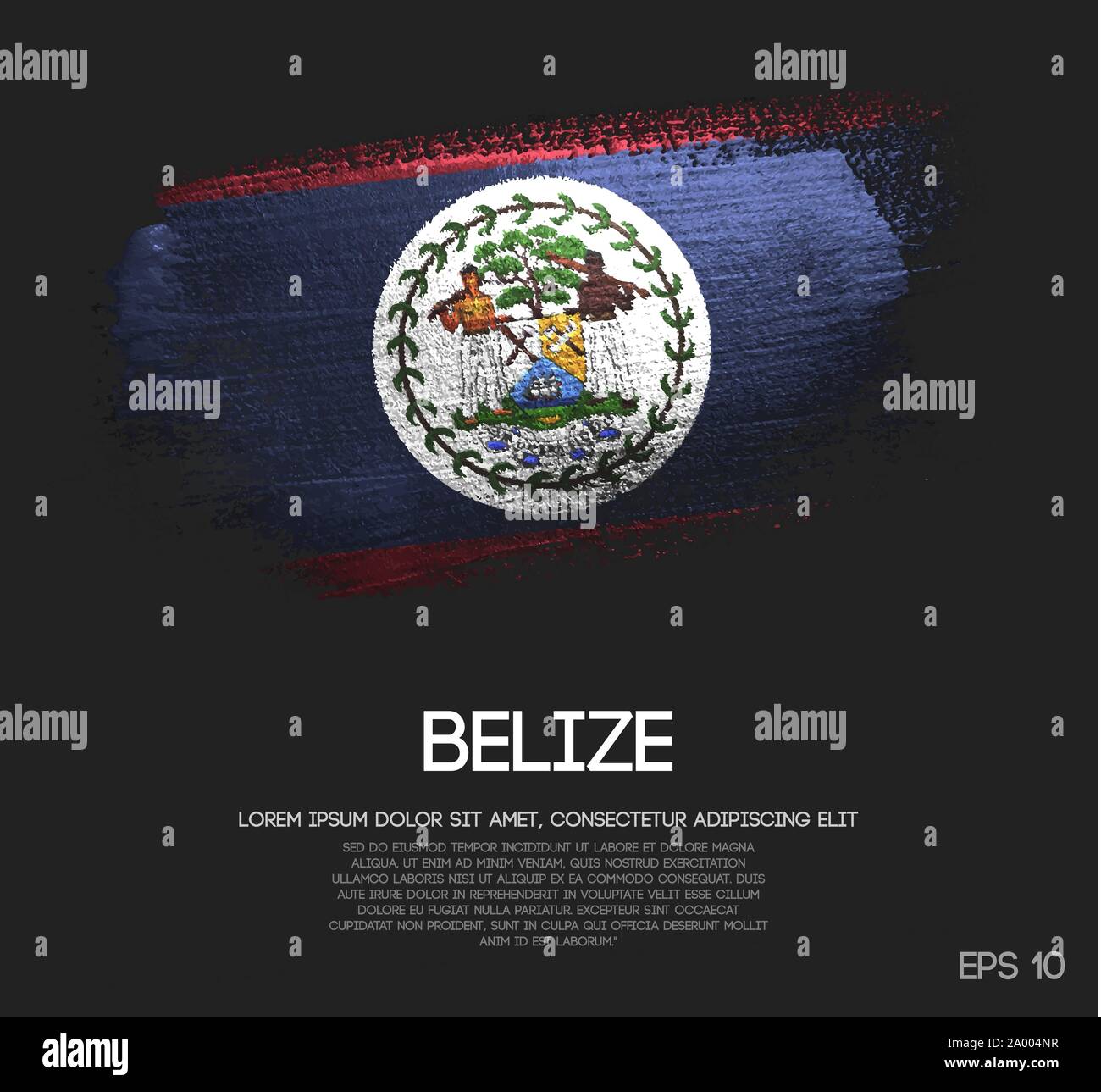 Pavillon du Belize a fait scintiller de vecteur de peinture pinceau Illustration de Vecteur