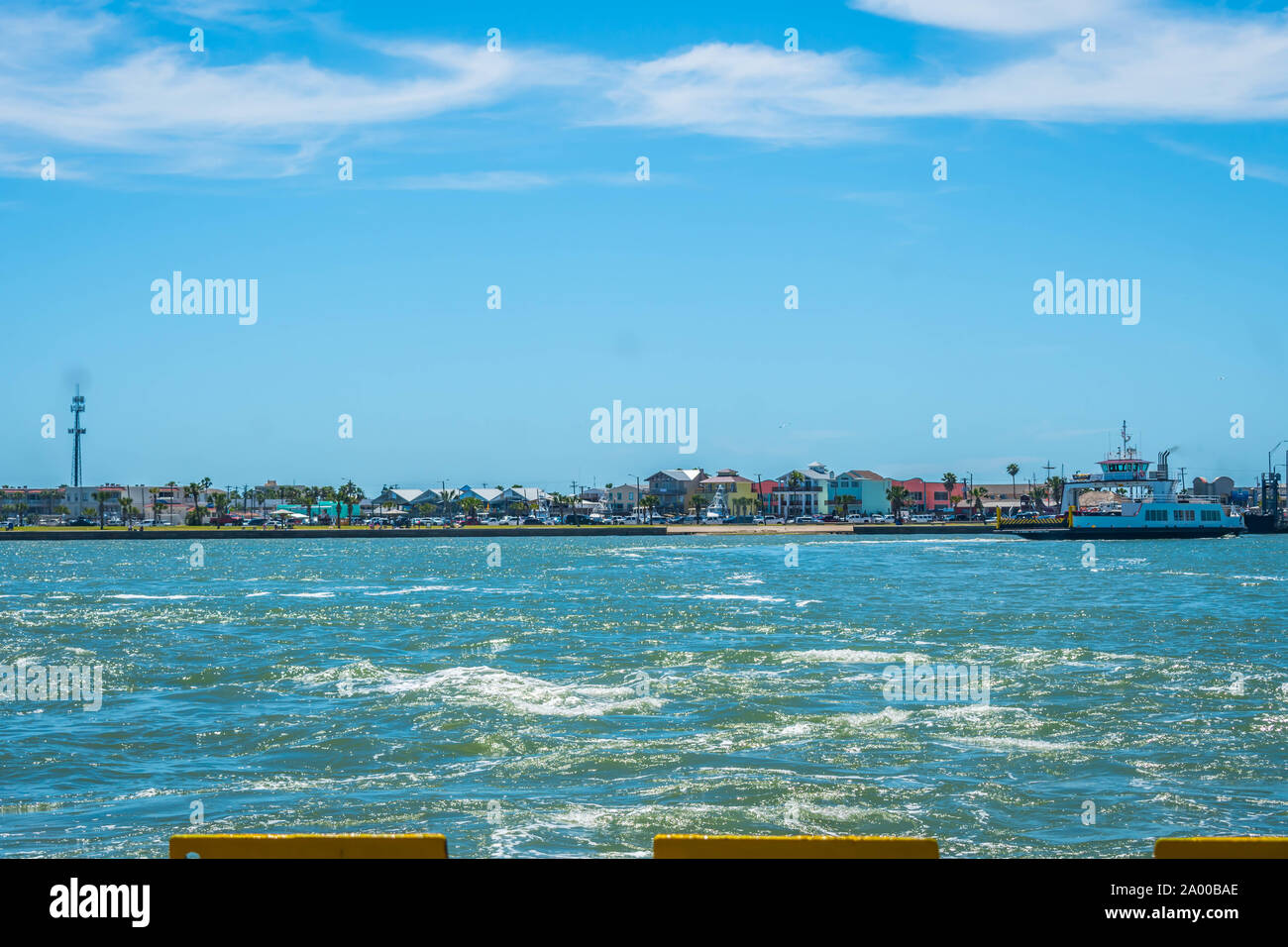 Donnant sur la vue de la rive dans Padre Island NS, Texas Banque D'Images