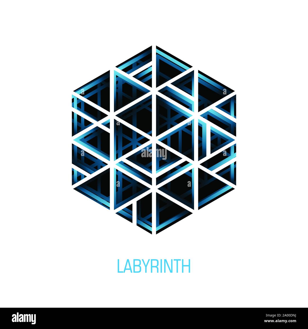 Volume hexagonal labyrinthe. Logo Vector abstract Illustration de Vecteur