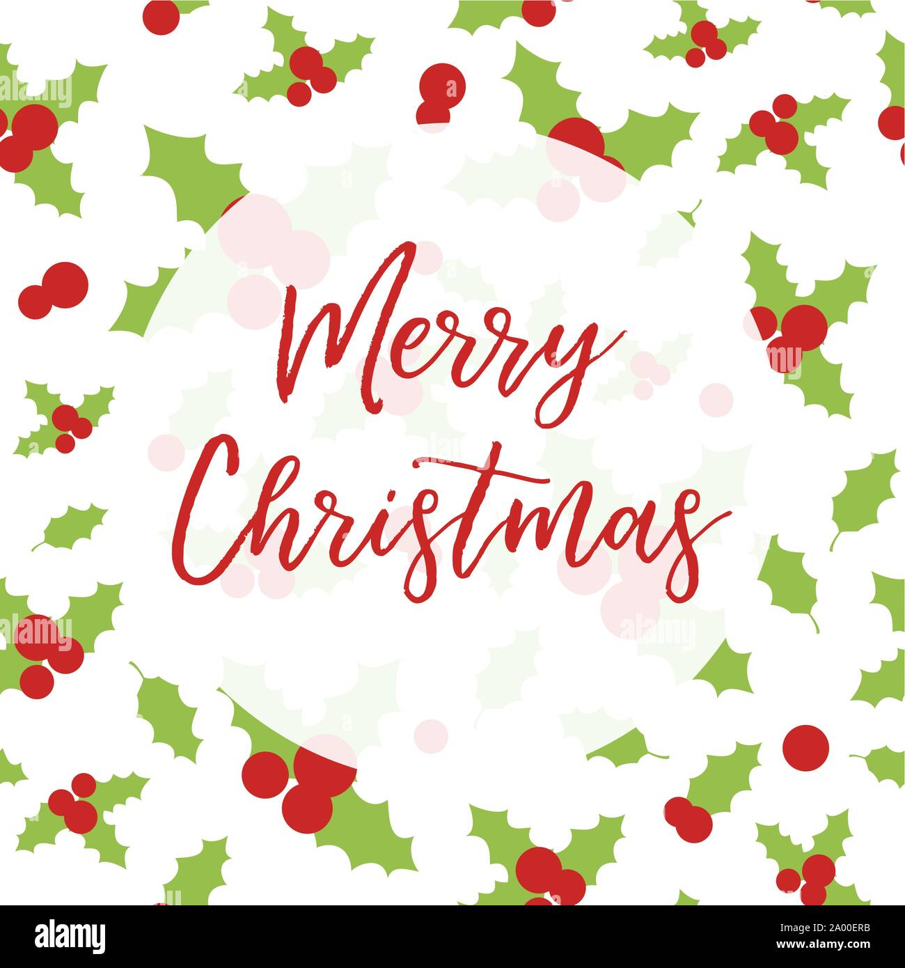 Joyeux Noël carte de souhaits avec des baies de houx Illustration de Vecteur