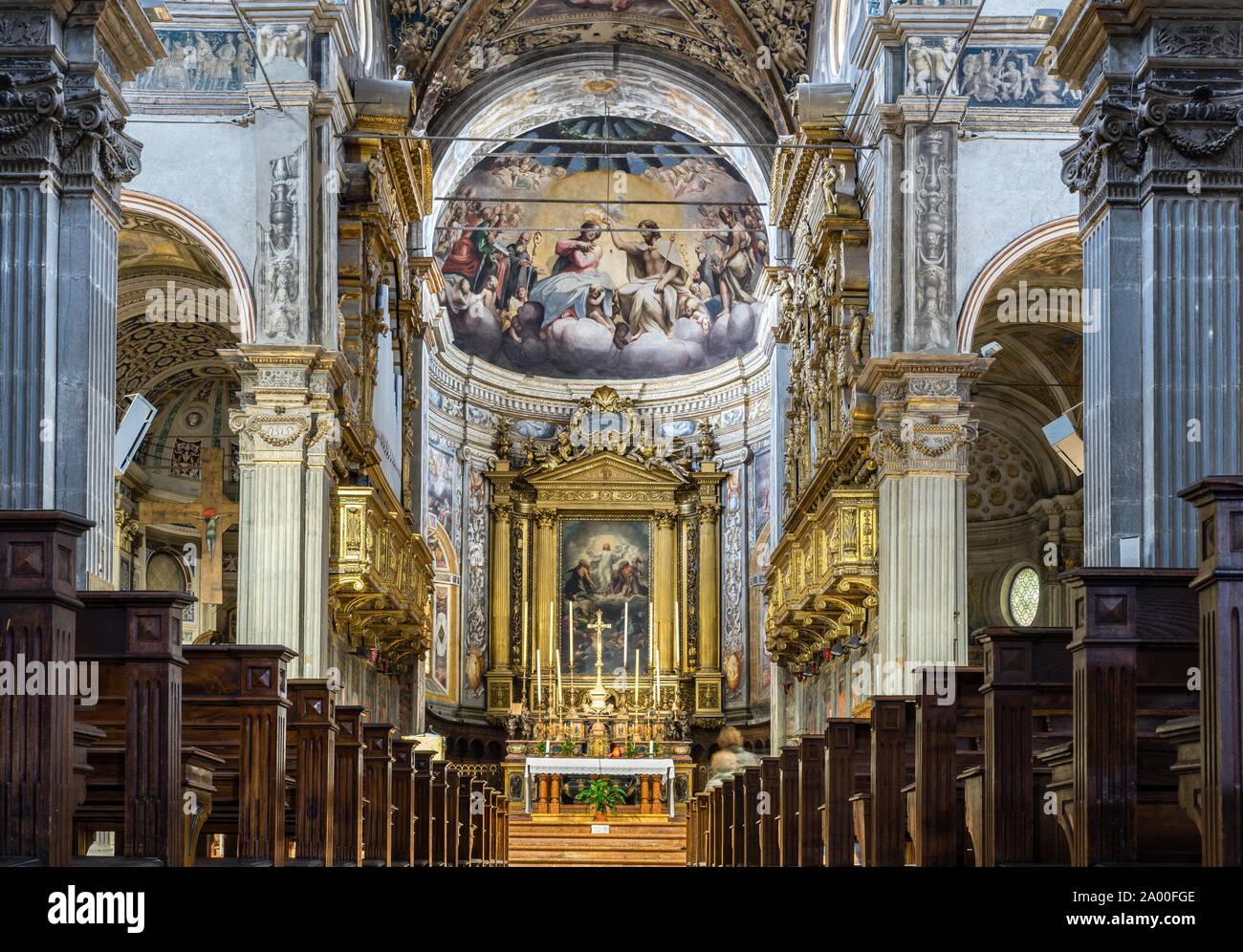 Maison longue et abside, Monastère de San Giovanni Evangelista, Parme, Emilie-Romagne, Italie Banque D'Images