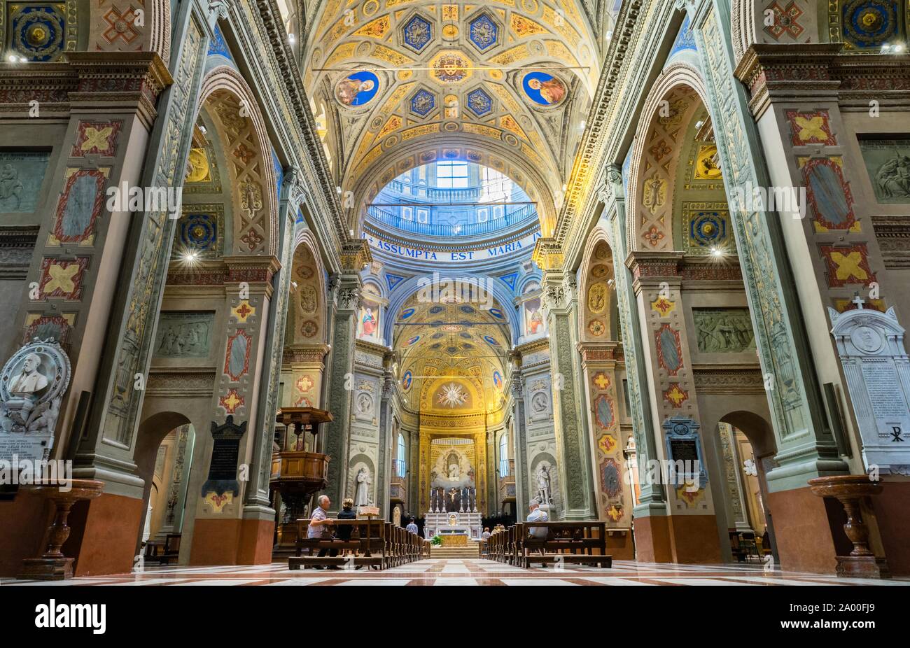Nef intérieur, Cathedral Basilica di Santa Maria Assunta, Carpi, Province de Modène, en Émilie-Romagne, Italie Banque D'Images