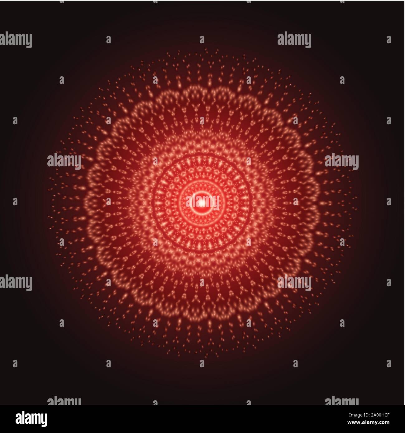 Lumière rouge mandala. Abstract vector ornament Illustration de Vecteur