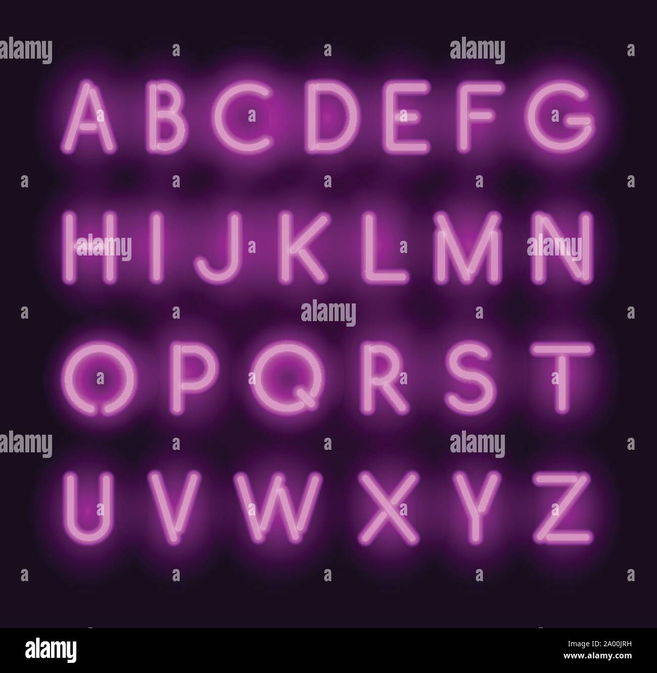 Vector neon alphabet. Lettres rougeoyant réaliste Illustration de Vecteur