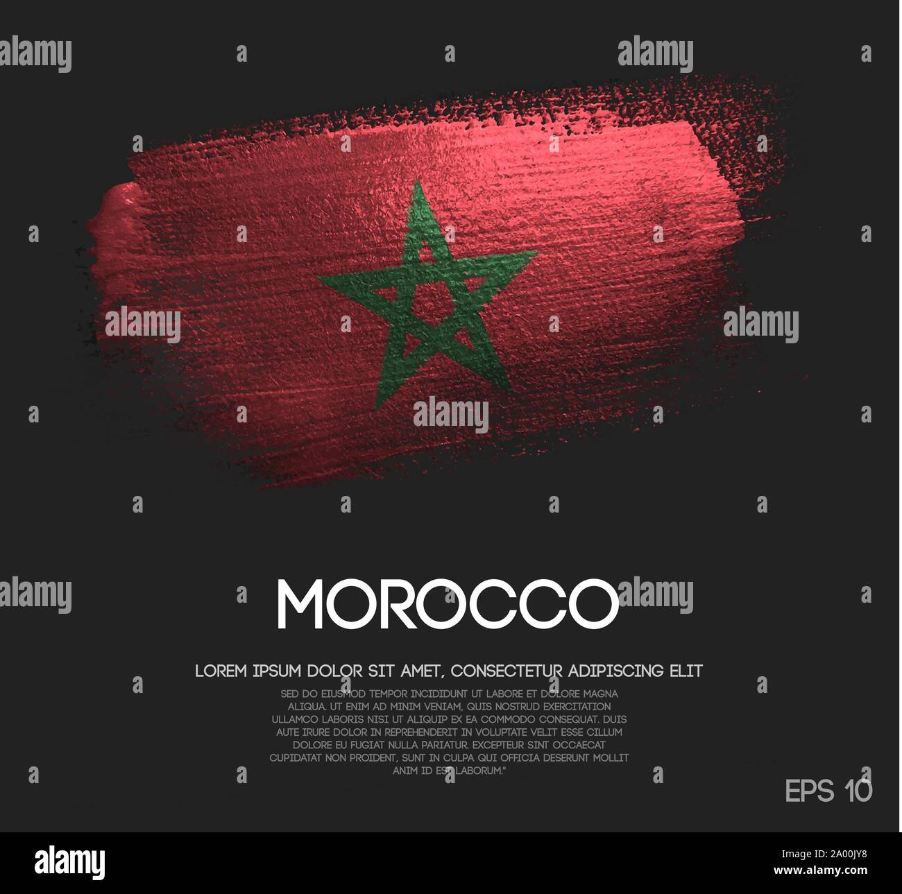 Maroc Drapeau effectué de scintiller vecteur peinture pinceau Illustration de Vecteur
