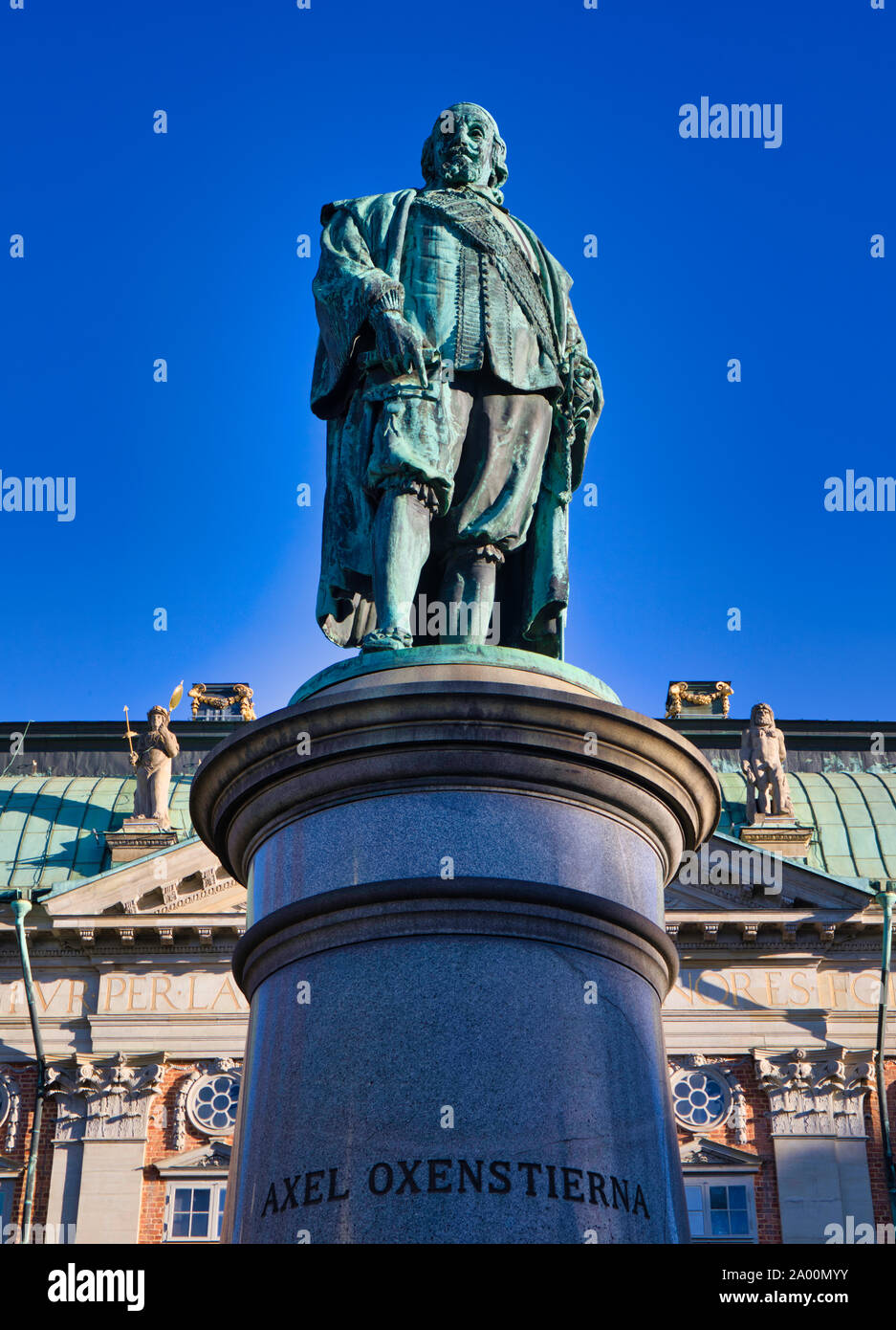 Statue de l'homme d'État suédois Axel Oxenstierna, Maison de la Noblesse (Riddarhuset), Gamla Stan, Stockholm, Suède Banque D'Images