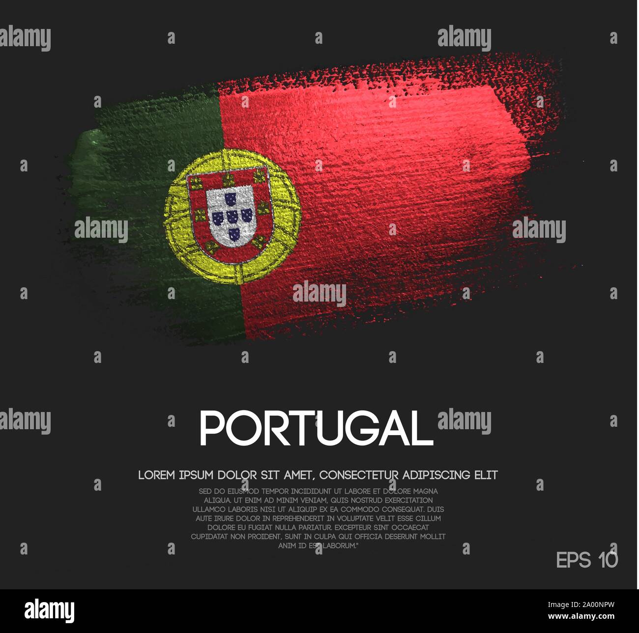 Portugal Drapeau effectué de scintiller vecteur peinture pinceau Illustration de Vecteur
