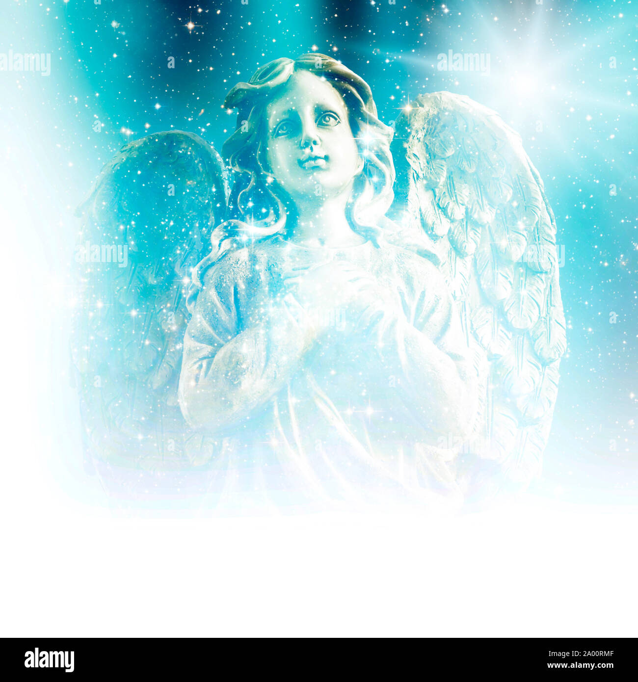 Statue ange gardien priant Banque D'Images