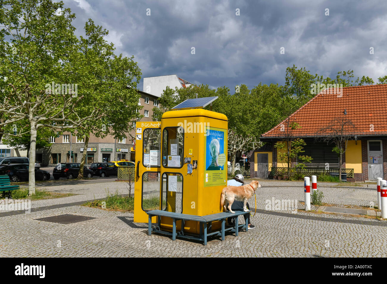 Telefonzelle, Buechertausch, Mierendorffplatz, Charlottenburg, Berlin, Deutschland Banque D'Images