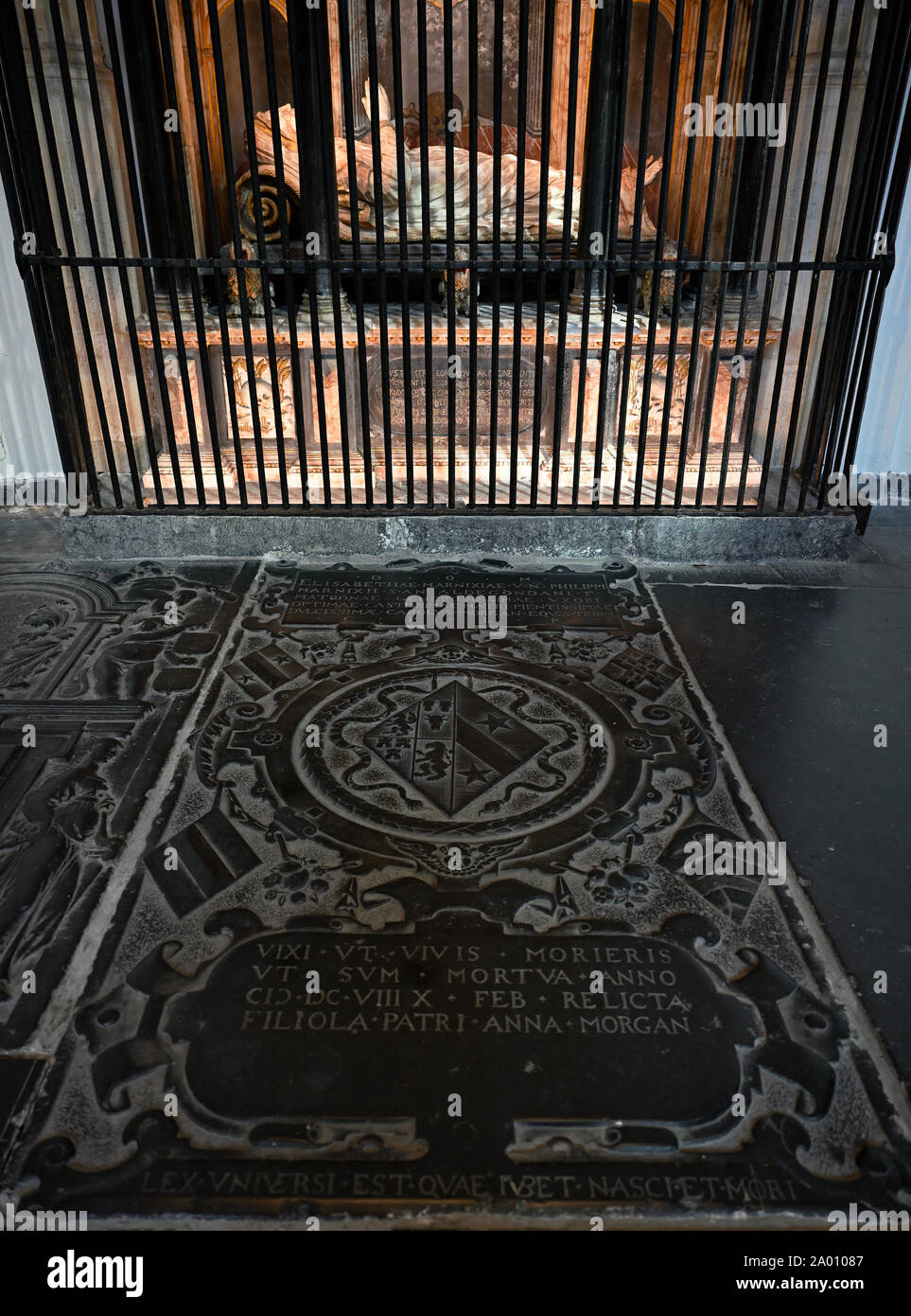 Delft, Pays-Bas - 2019.09.07 : ancienne église, tombe de Elizabeth Morgan (1585/1608) fille de marnix de sainte aldegonde philips l'épouse de sir Charles m Banque D'Images