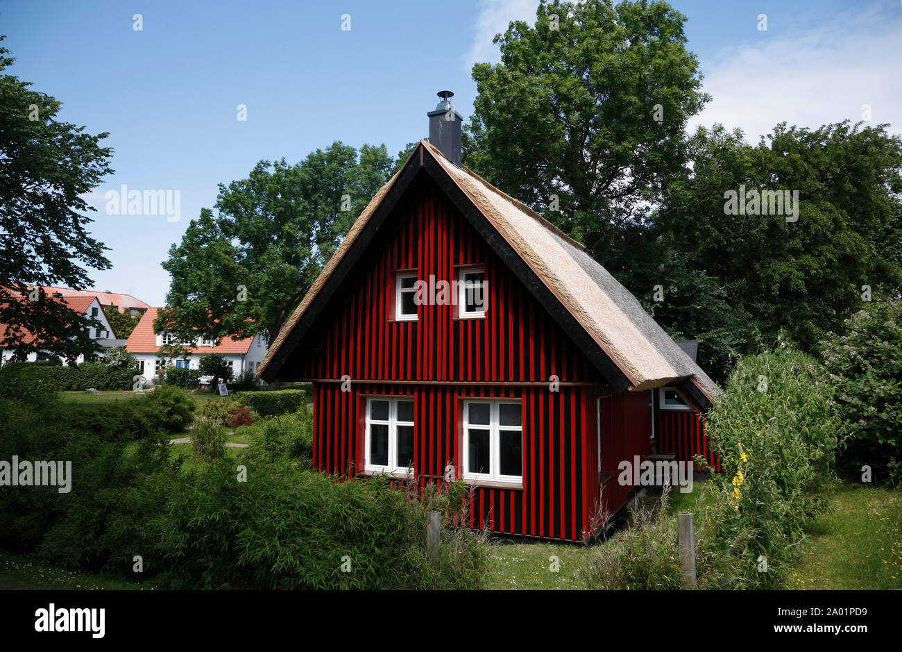 KLoster, maison de vacances, l'île de Hiddensee, mer Baltique, Mecklembourg Poméranie occidentale, l'Allemagne, de l'Europe Banque D'Images