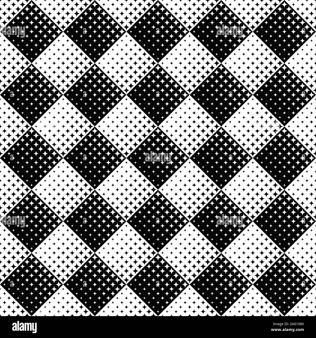Courbes géométriques noir et blanc star - motif de fond vecteur conception abstraite monochrome de stars Illustration de Vecteur
