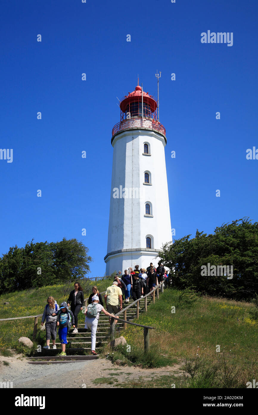 Phare de l'île de Hiddensee, Dornbusch, mer Baltique, Mecklembourg Poméranie occidentale, l'Allemagne, de l'Europe Banque D'Images