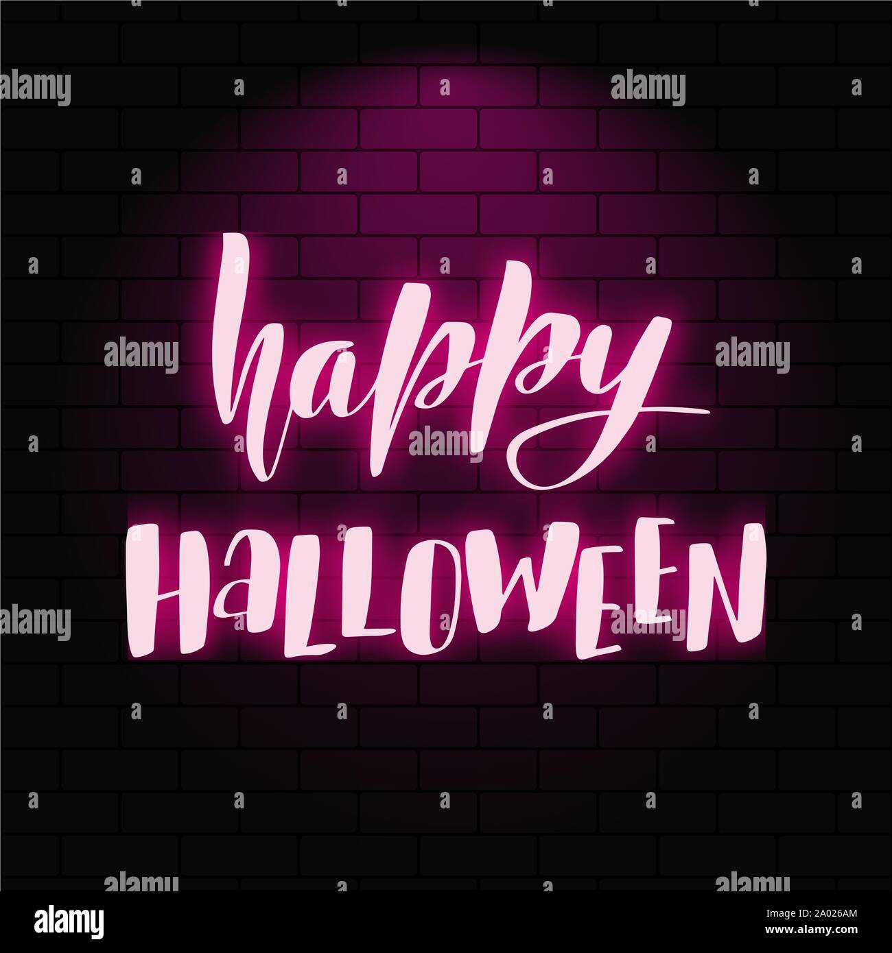 Le néon lettrage lumineux sur un mur arrière-plan. Illustration de Vecteur