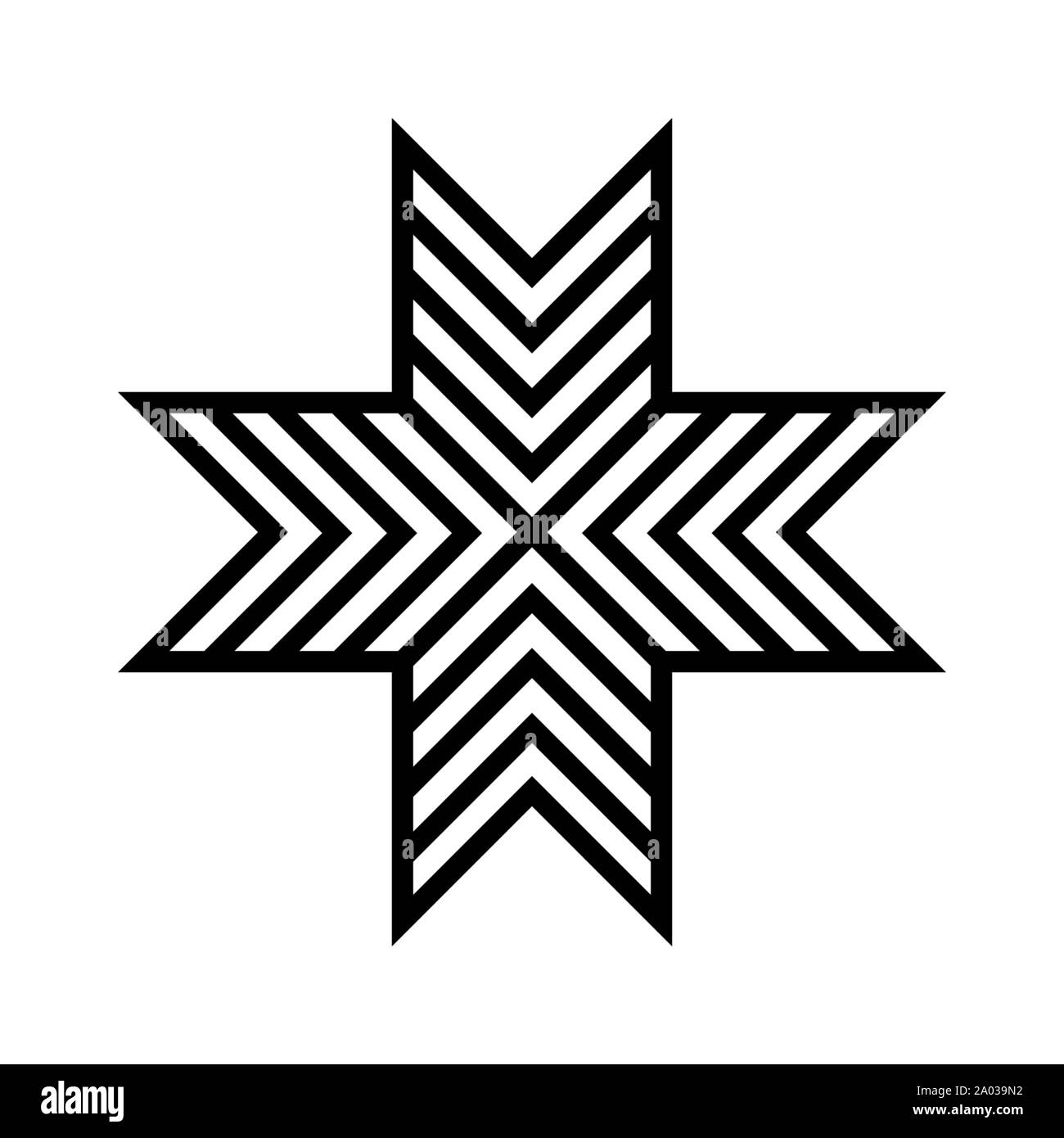 Ancienne star Folk baltique ou la fleur symbole du flocon. Illustration de Vecteur