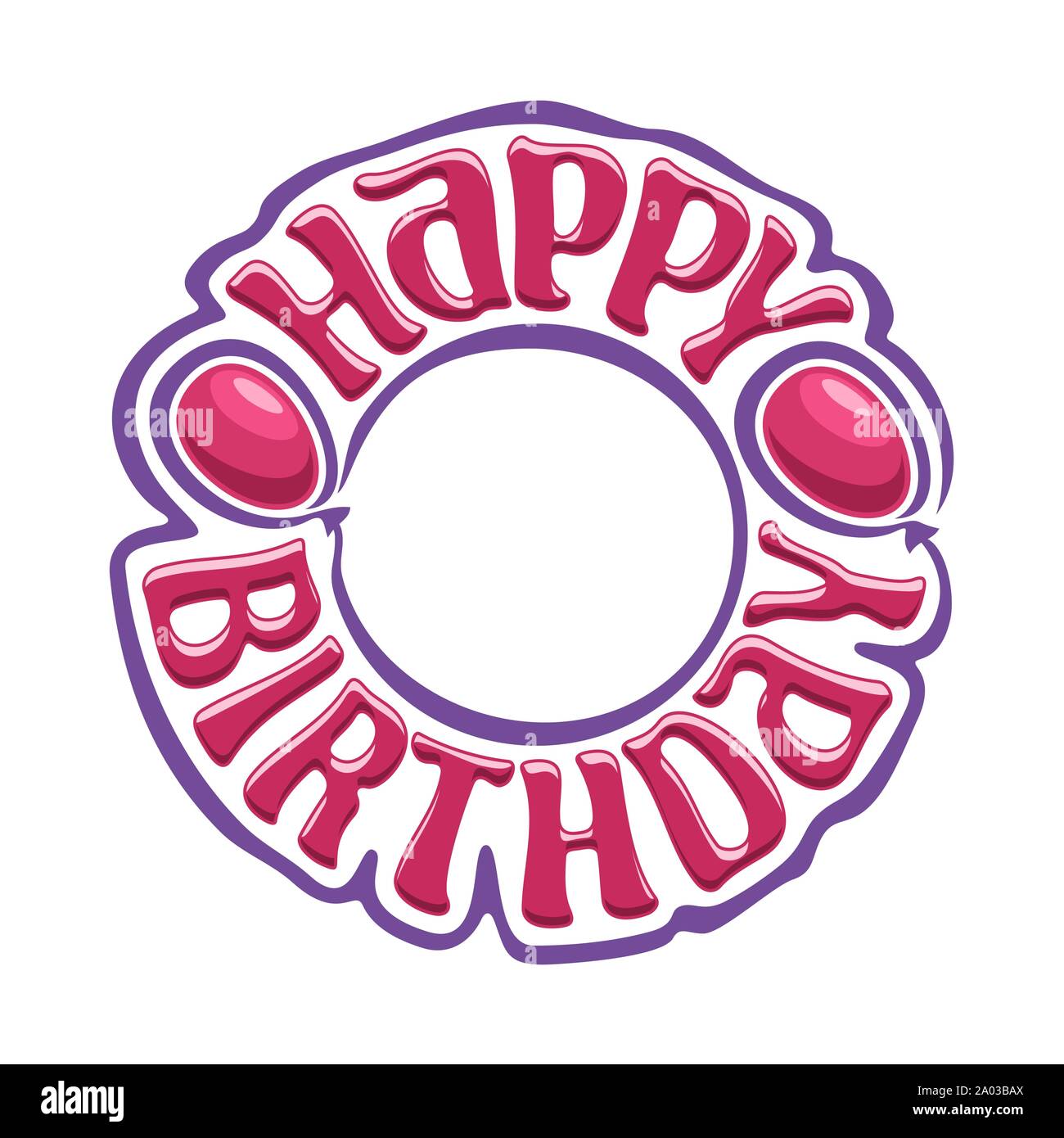Logo Vector Pour Joyeux Anniversaire Maison De Vacances Panneau Rouge Pour L Anniversaire Des Garcons Kids Ou Embleme De Joyeux Anniversaire Pour Enfants Cadre De Mise En Page Ronde Simple W Image
