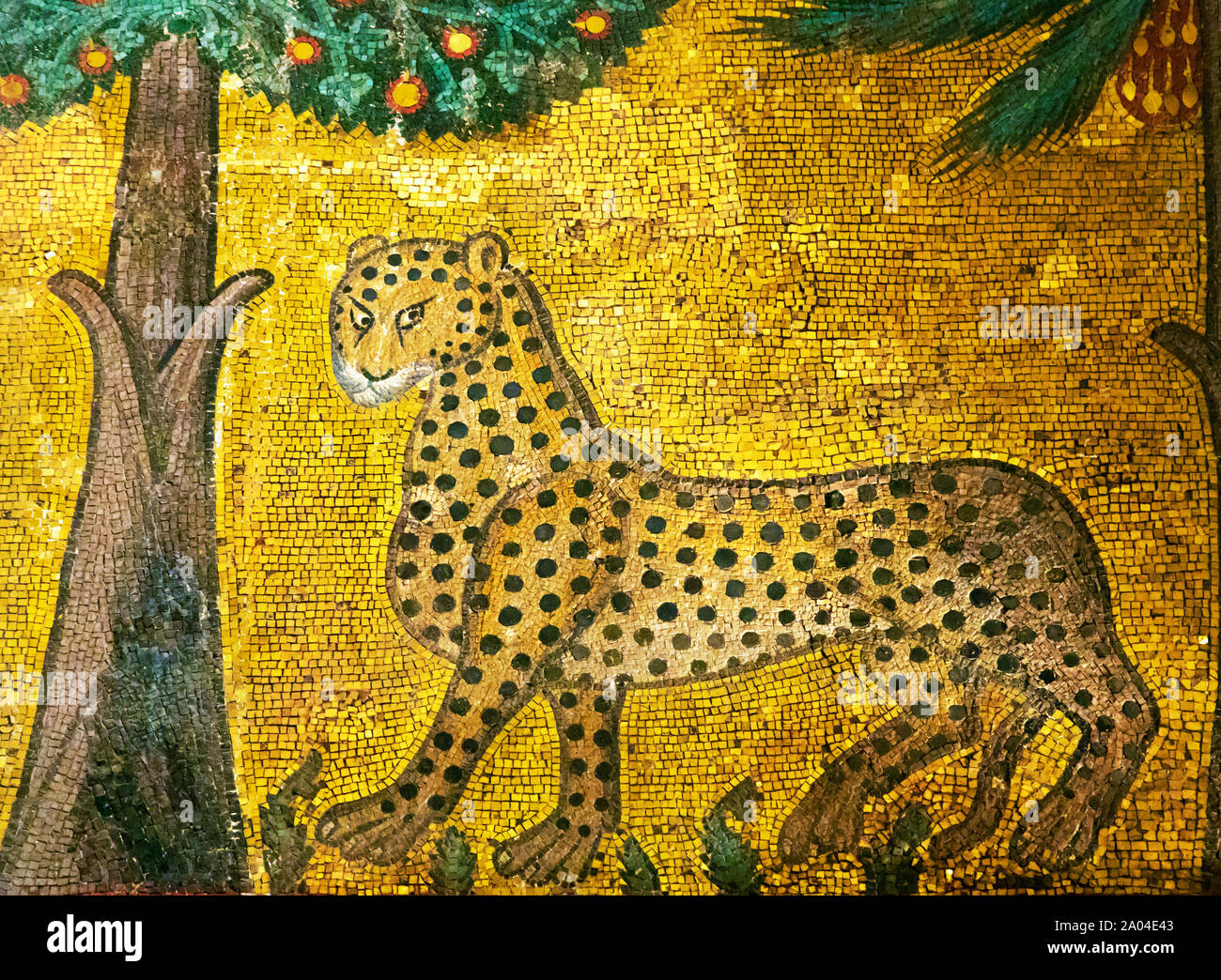 Mosaïque de leopard à Palerme, Italie Banque D'Images