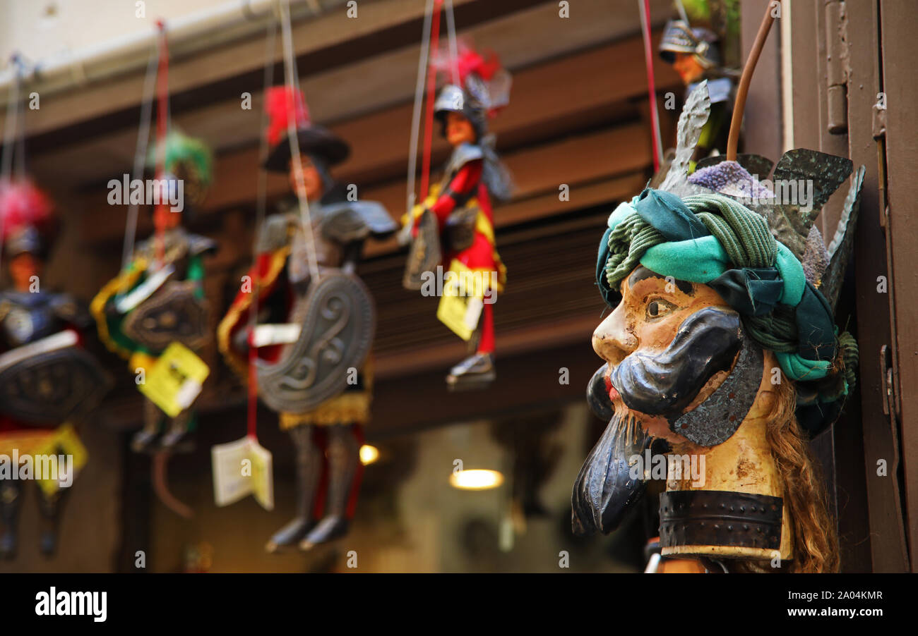 Tête de marionnette sarrasine à Syracuse, Sicile Banque D'Images