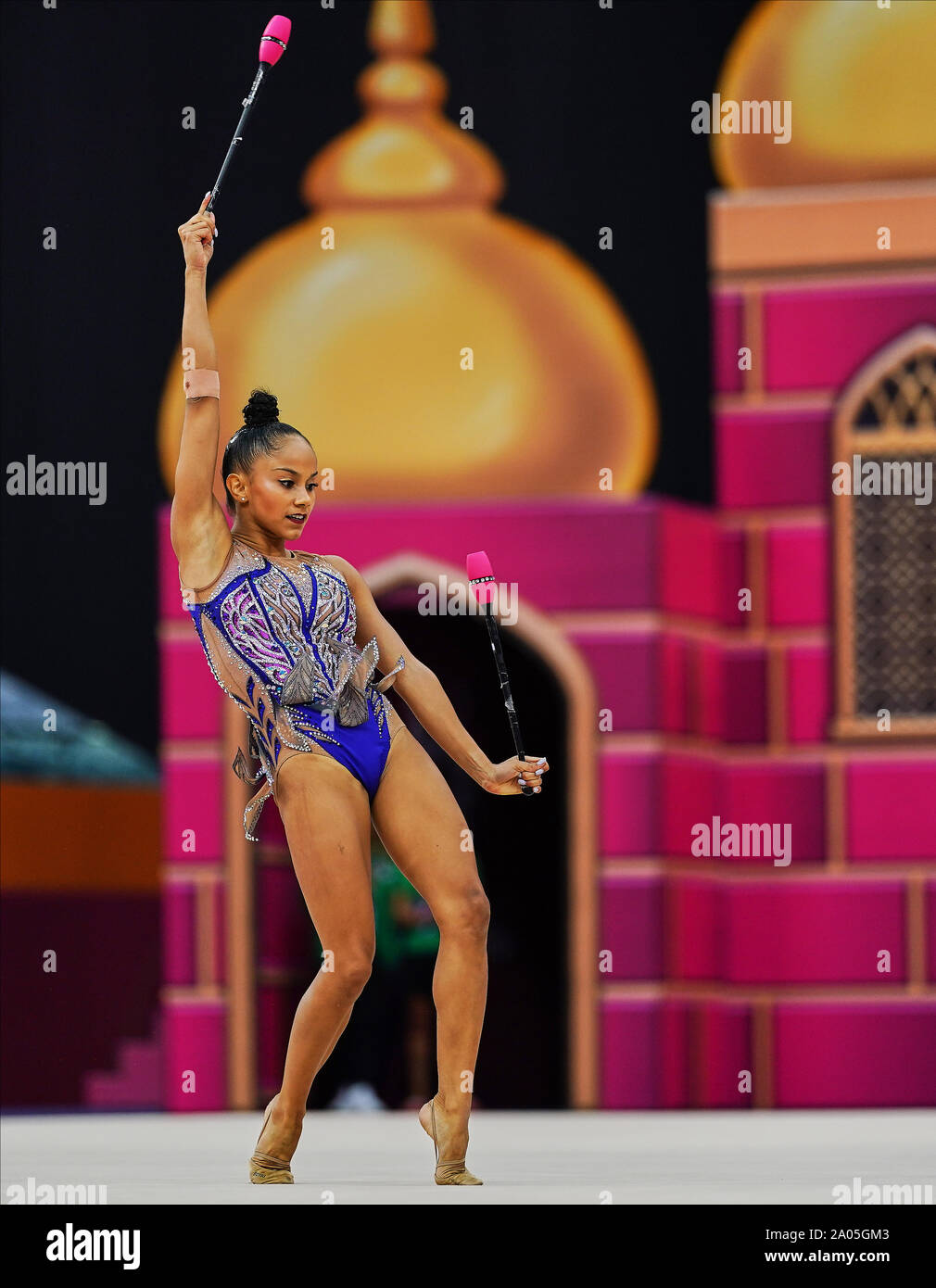 Baku, Azerbaïdjan. 19 Sep 2019. 19 septembre 2019 : Â Â Laura Ventes de Portugal pendant la 37e Championnats du monde de gymnastique rythmique et de correspondance entre le jour 3 à l'échelle nationale Salle de gymnastique à Baku, Azerbaïdjan. Ulrik Pedersen/CSM. Credit : Cal Sport Media/Alamy Live News Banque D'Images