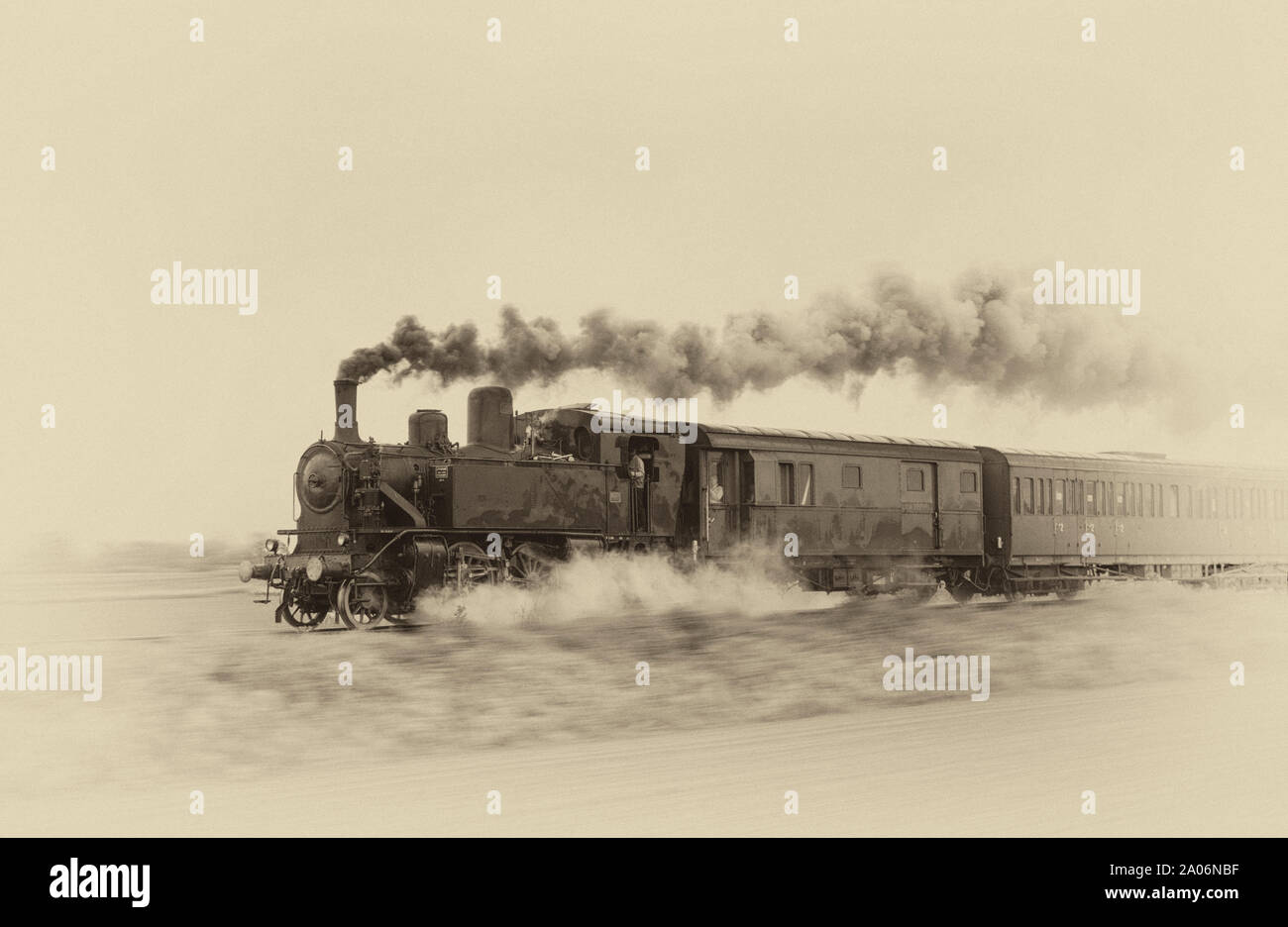 Train à vapeur. Vieille photo filtre appliqué. Banque D'Images