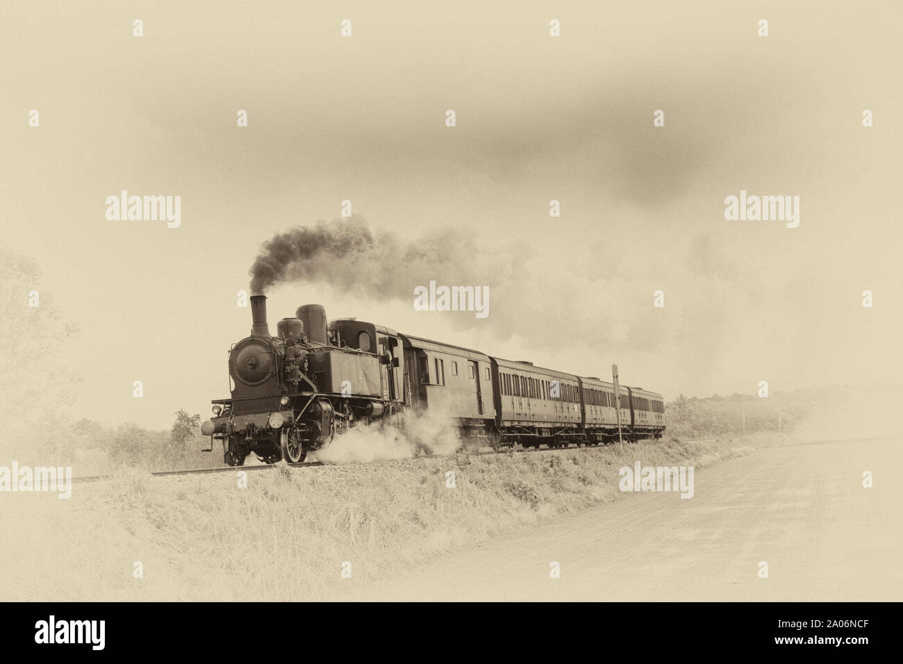 Train à vapeur. Vieille photo filtre appliqué. Banque D'Images