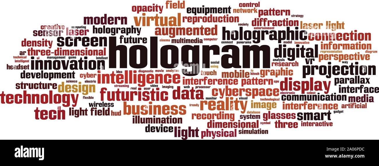 Petit mot concept cloud. Collage fait de mots sur hologramme. Vector illustration Illustration de Vecteur