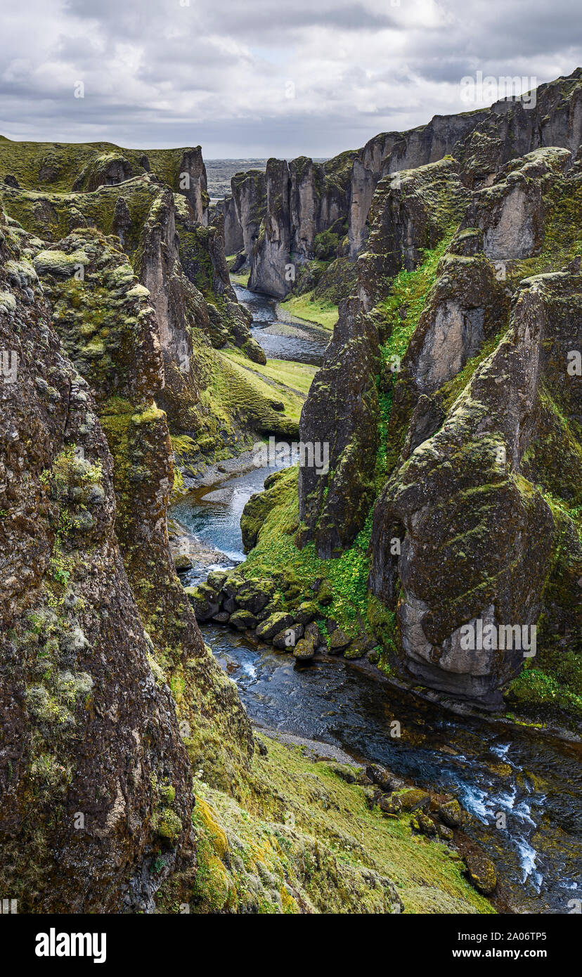 Fjadrargljufur Canyon en Islande Banque D'Images