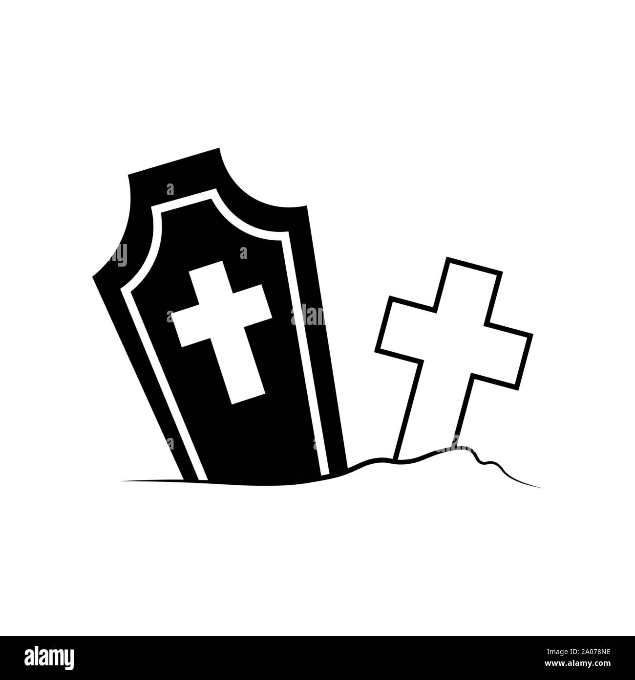 L'icône de la ligne du vecteur des tombes. Attribut d'Halloween. Élément de décoration. Maison de vacances concept. télévision illustration tombstone. Illustration de Vecteur