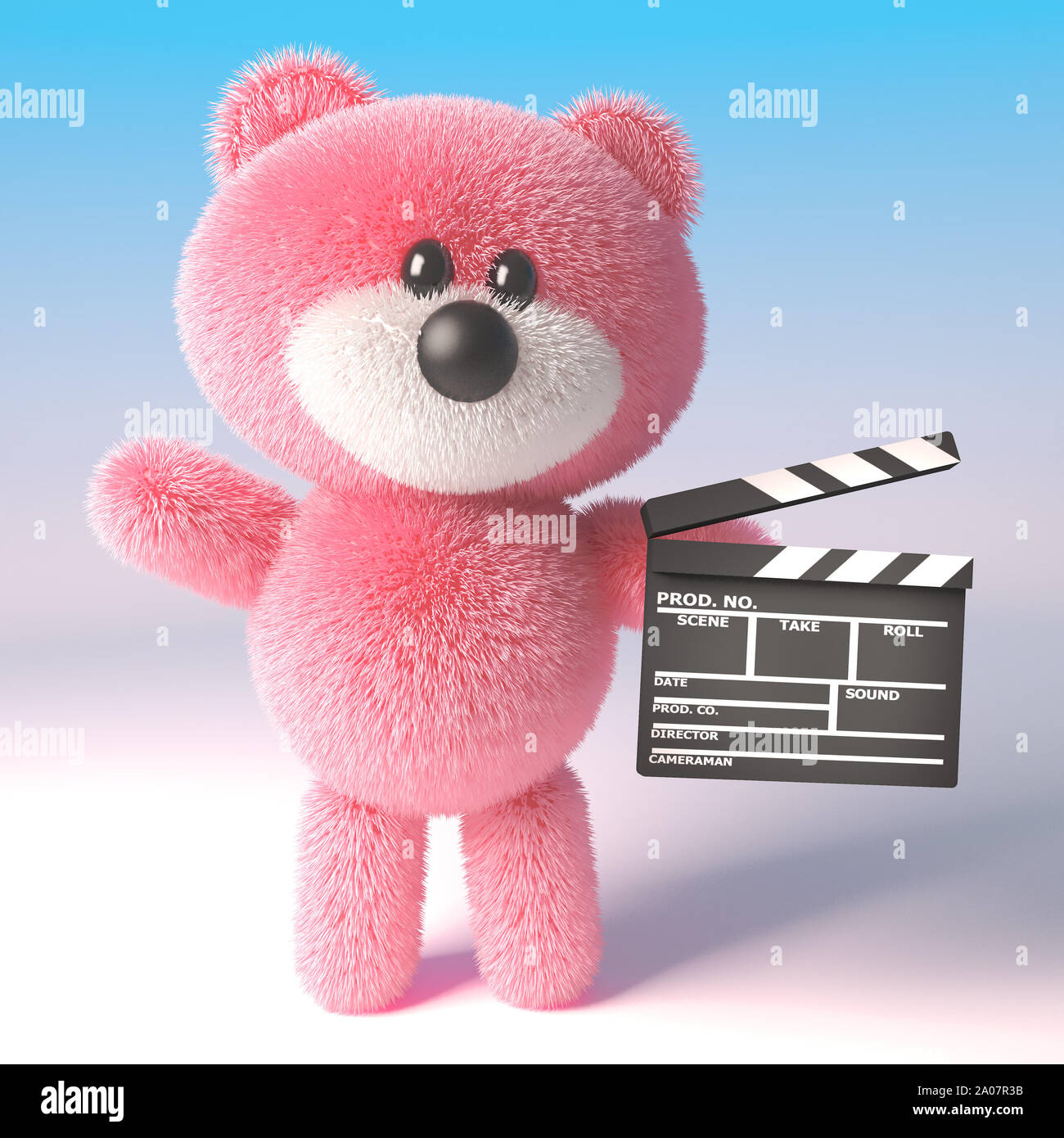 Rose 3d ours peluche personnage tenant une ardoise film movie maker,  illustration 3D render Photo Stock - Alamy