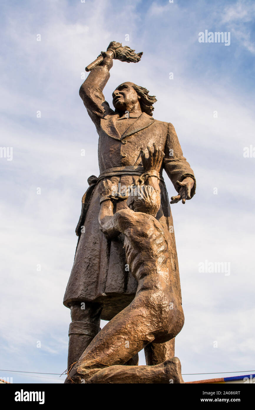 La statue de Miguel Hidalgo y Costilla en Tlaquepaque, près de Guadalajara, Jalisco, Mexique. Banque D'Images