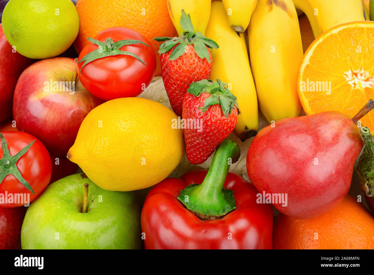 Arrière-plan lumineux de fruits et légumes Banque D'Images