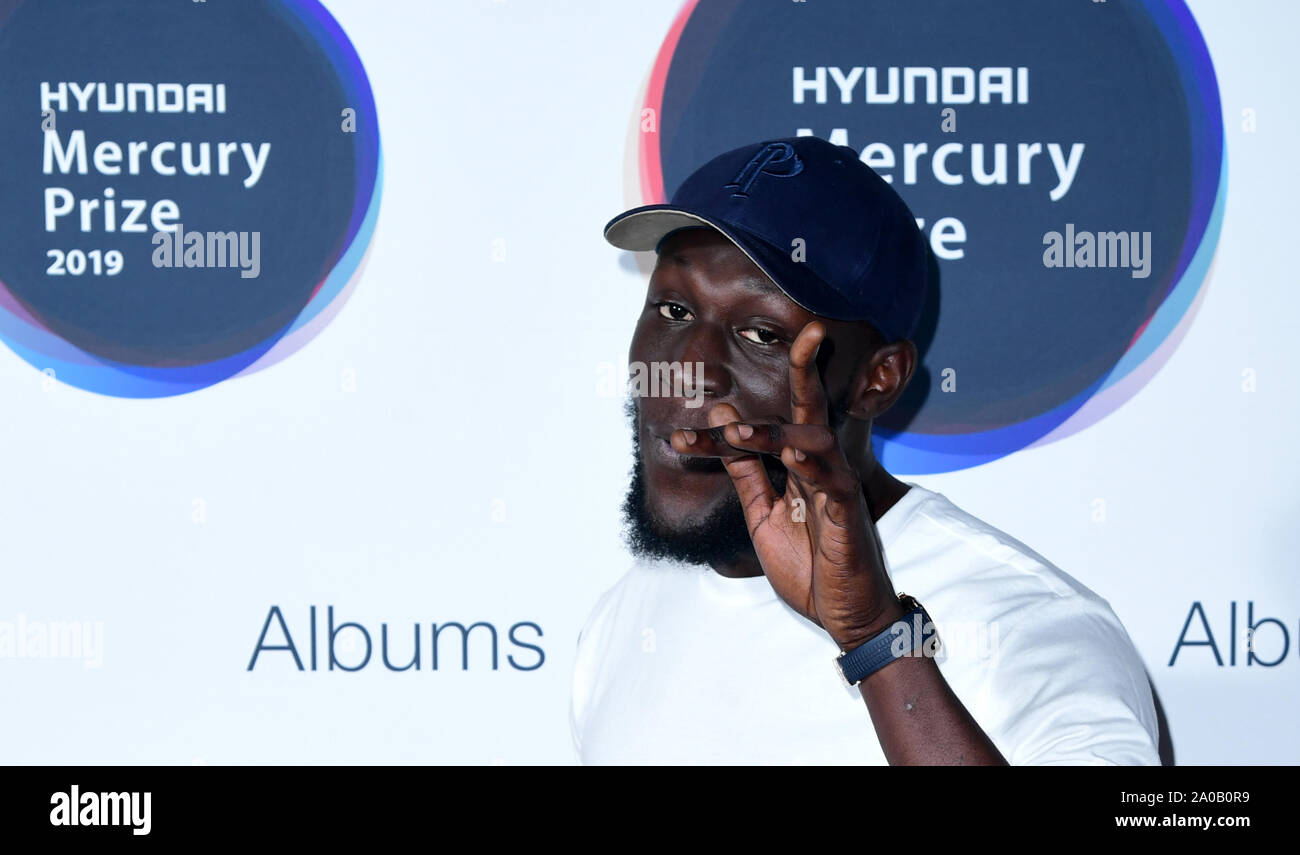 Stormzy au cours de la Hyundai prix Mercure 2019, tenue à l'Eventim Apollo, Londres. Banque D'Images