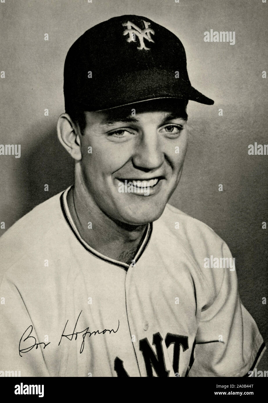 Vintage photo de joueur de baseball Bob Hofman qui joue avec les Giants de New York dans les années 40 et 50. . Banque D'Images