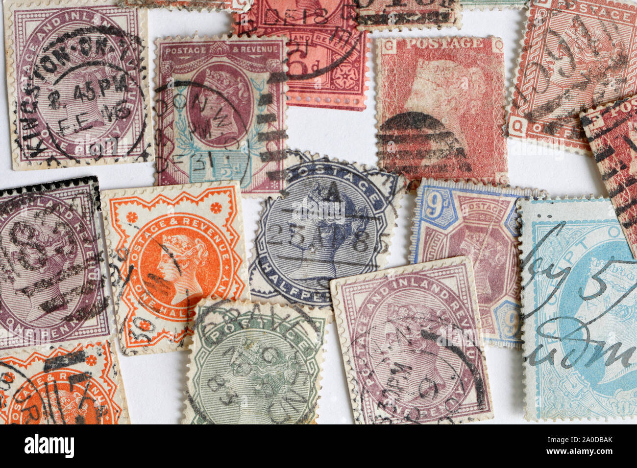 Assortiment de timbres de la Reine britannique Victoria, timbres de poste, collecte de timbres Banque D'Images