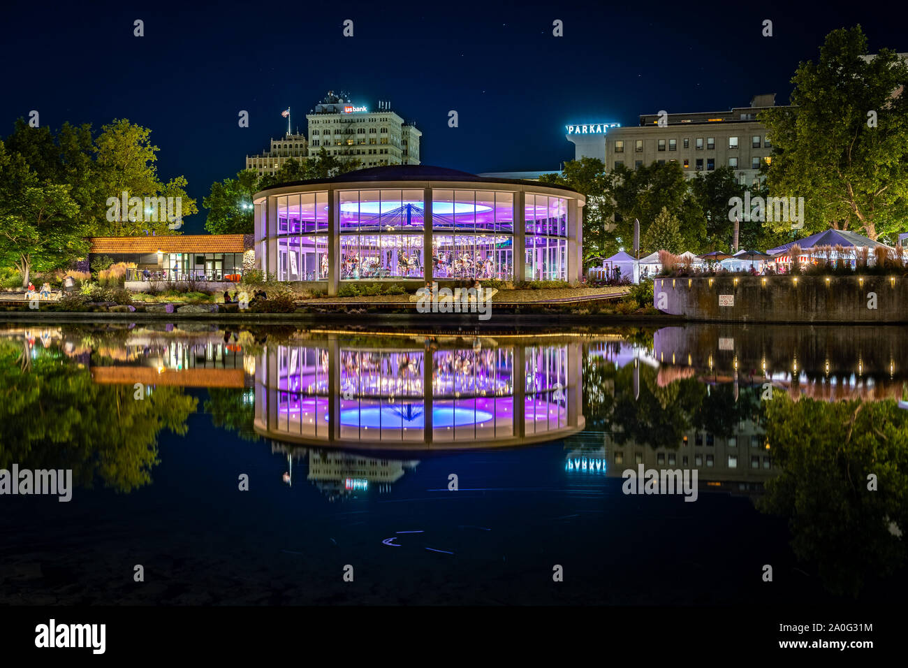 Spokane, Washington, USA - Carrousel dans le parc Banque D'Images
