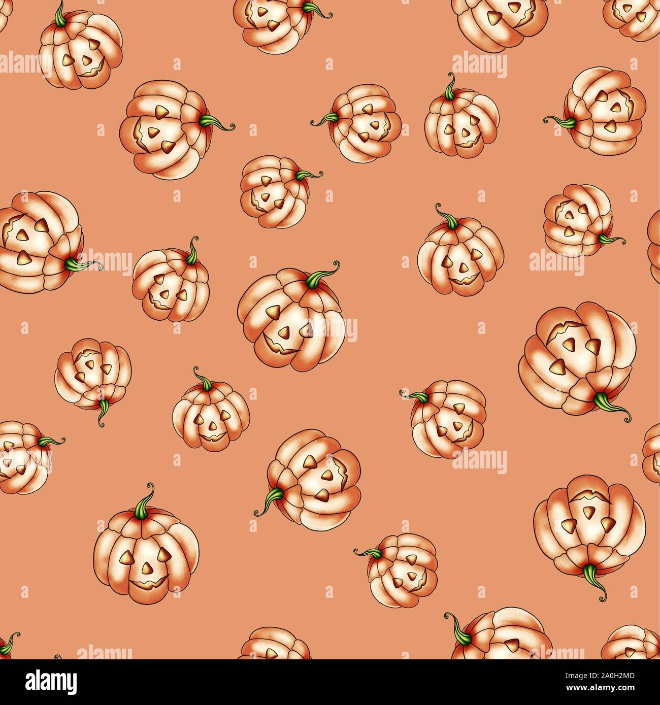 Vector illustration d'un automne coloré motif transparente de légumes potiron pour halloween avec un visage d'horreur Illustration de Vecteur