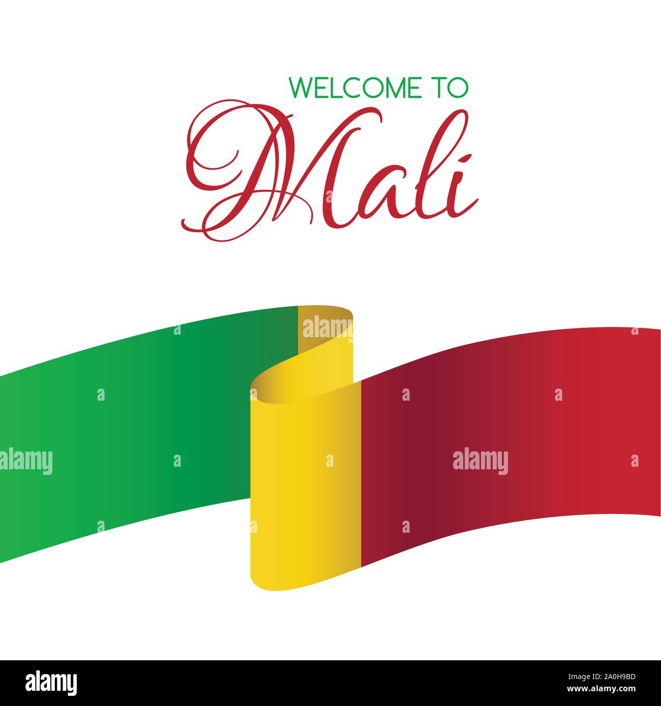 Bienvenue au Mali. Carte avec drapeau national du Mali Illustration de Vecteur