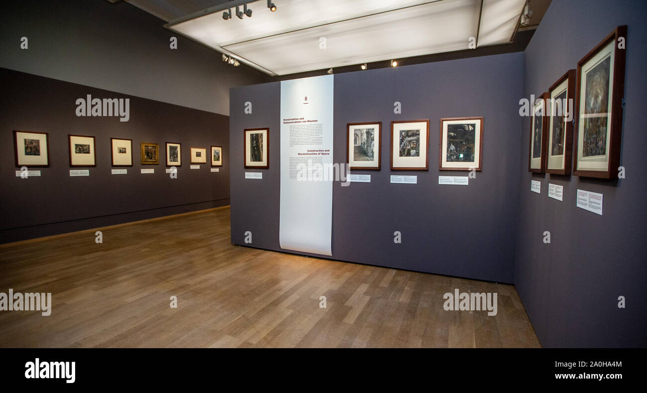 Berlin, Allemagne. 19 Sep, 2019. Vue à l'exposition à la presse de l'exposition 'MEngel. Peintre sur papier" dans le Kupferstichkabinett. L'exposition spéciale du Kupferstichkabinett montre à partir de 20.09.19 à 19.01.20 nouvellement compilé un collection d'environ 100 œuvres de l'artiste Adolph Menzel (1815-1905) à l'aquarelle, pastel et gouache. Crédit : Andreas Gora/dpa/Alamy Live News Banque D'Images