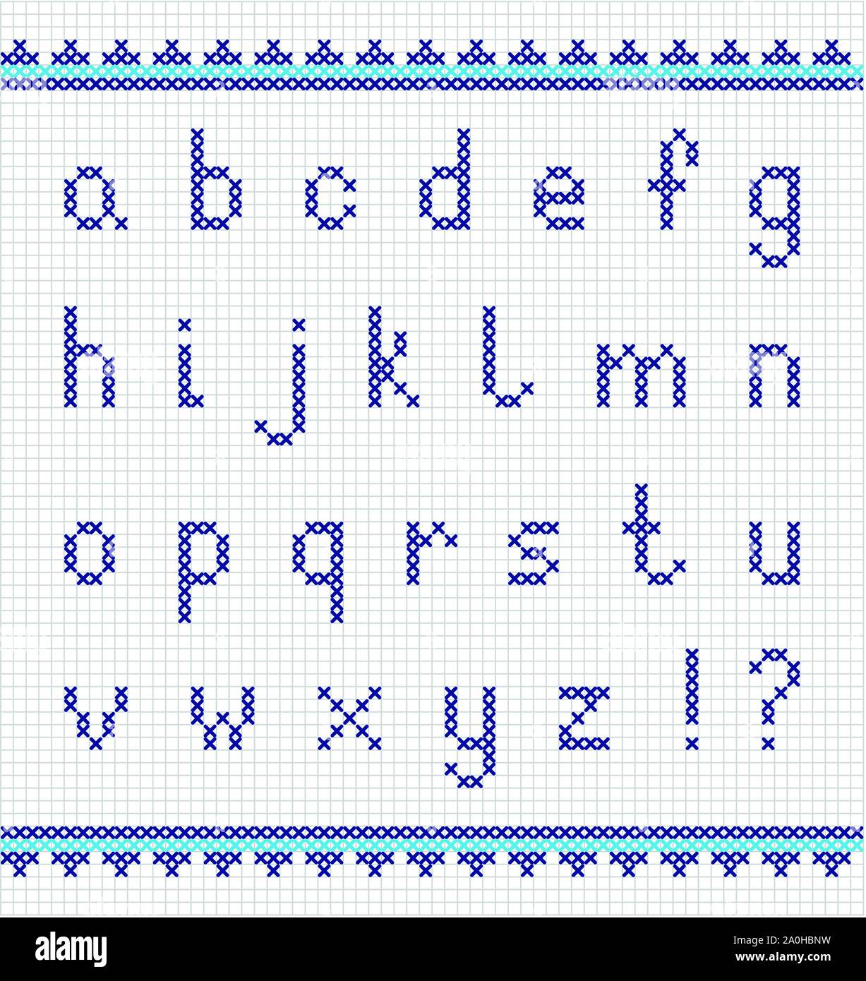 Broderie d'alphabet, de petites lettres. Les minuscules Illustration de Vecteur