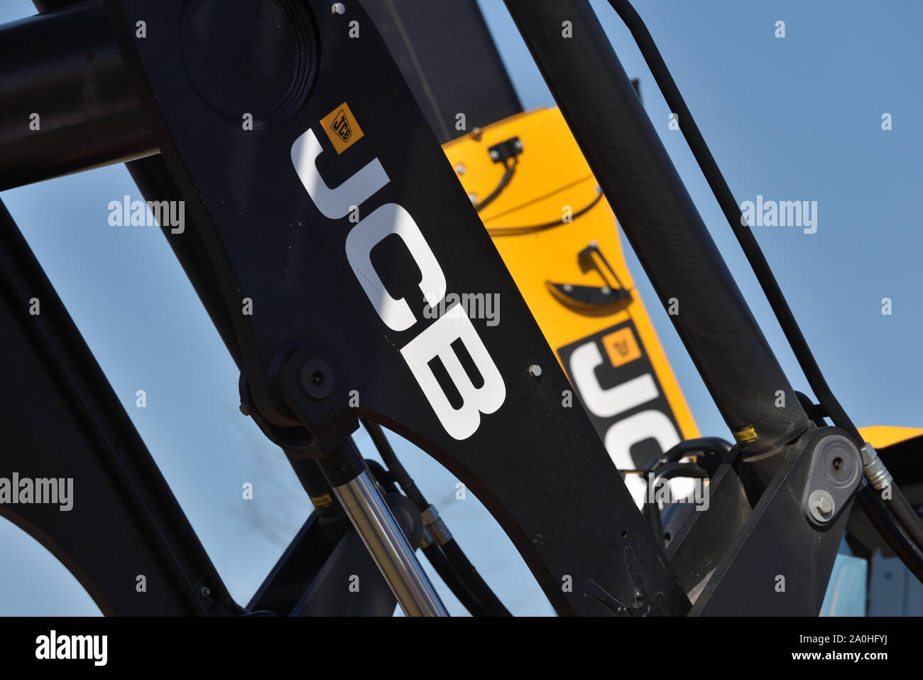 Kaunas, Lituanie - avril 04 JCB : véhicule d'équipement lourd et le logo à Kaunas sur Avril 04, 2019. JCB Corporation est la fabrication de matériel pour c Banque D'Images